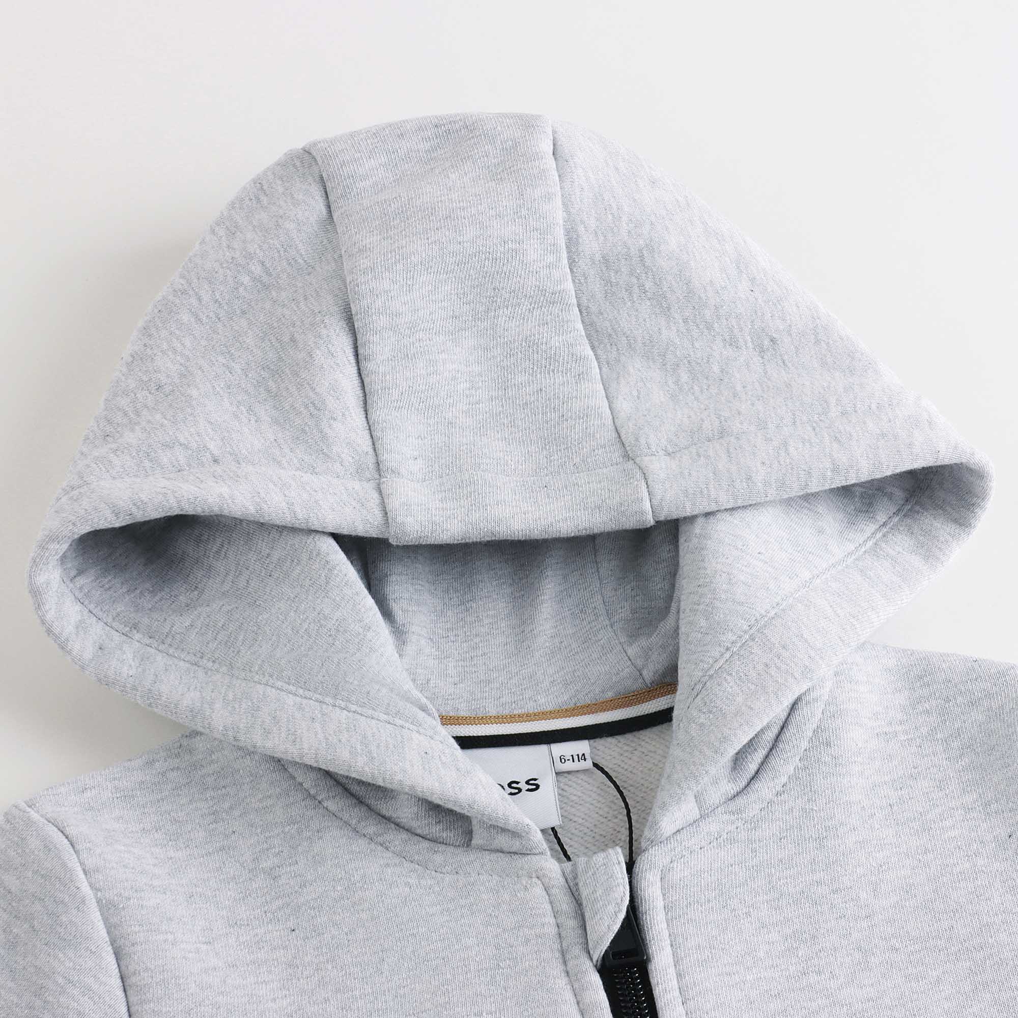 Boys Grey Cotton Zip-Up Top