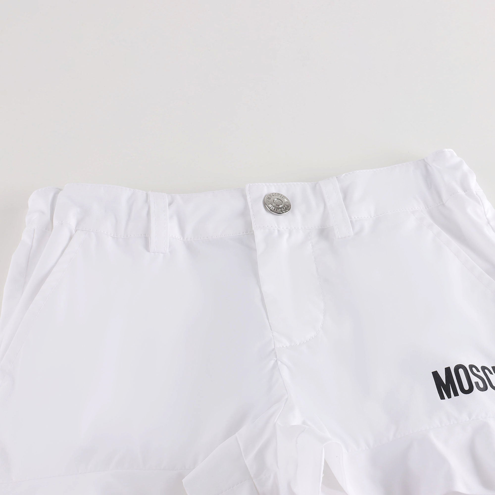 Girls White Cotton Shorts