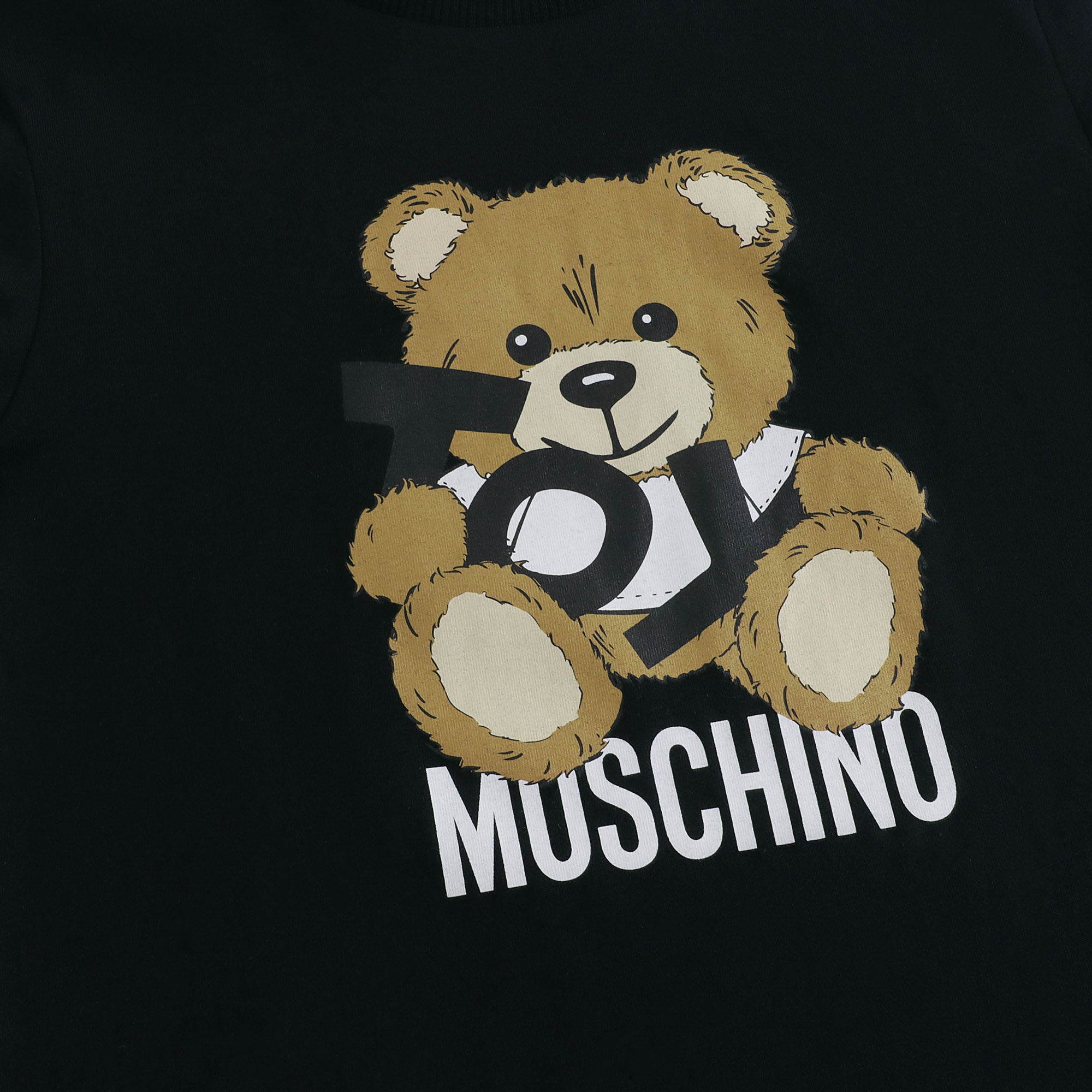 Boys & Girls Black Printed Cotton T-Shirt