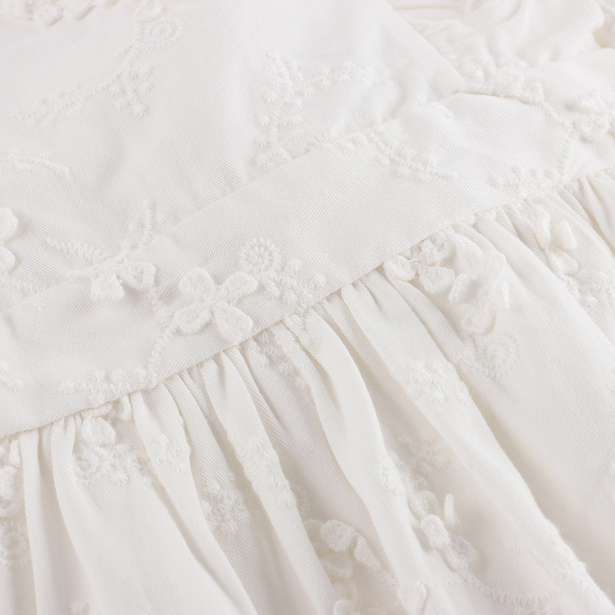 Girls White Embroidered Cotton Dress