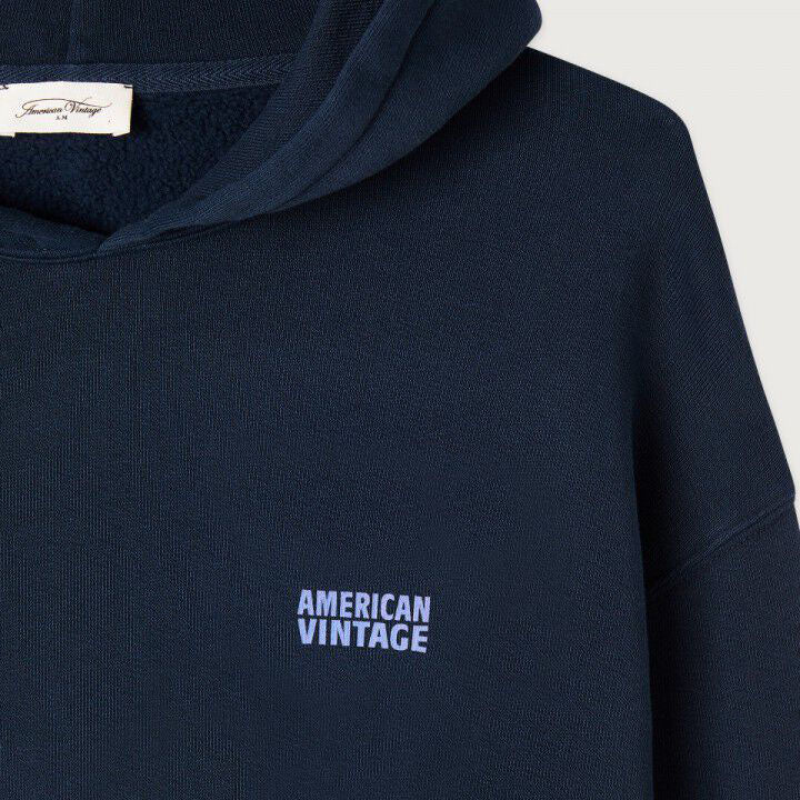 Women Navy Hooded Cotton Sweatshirt