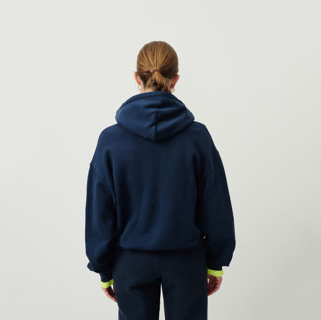 Women Navy Hooded Cotton Sweatshirt