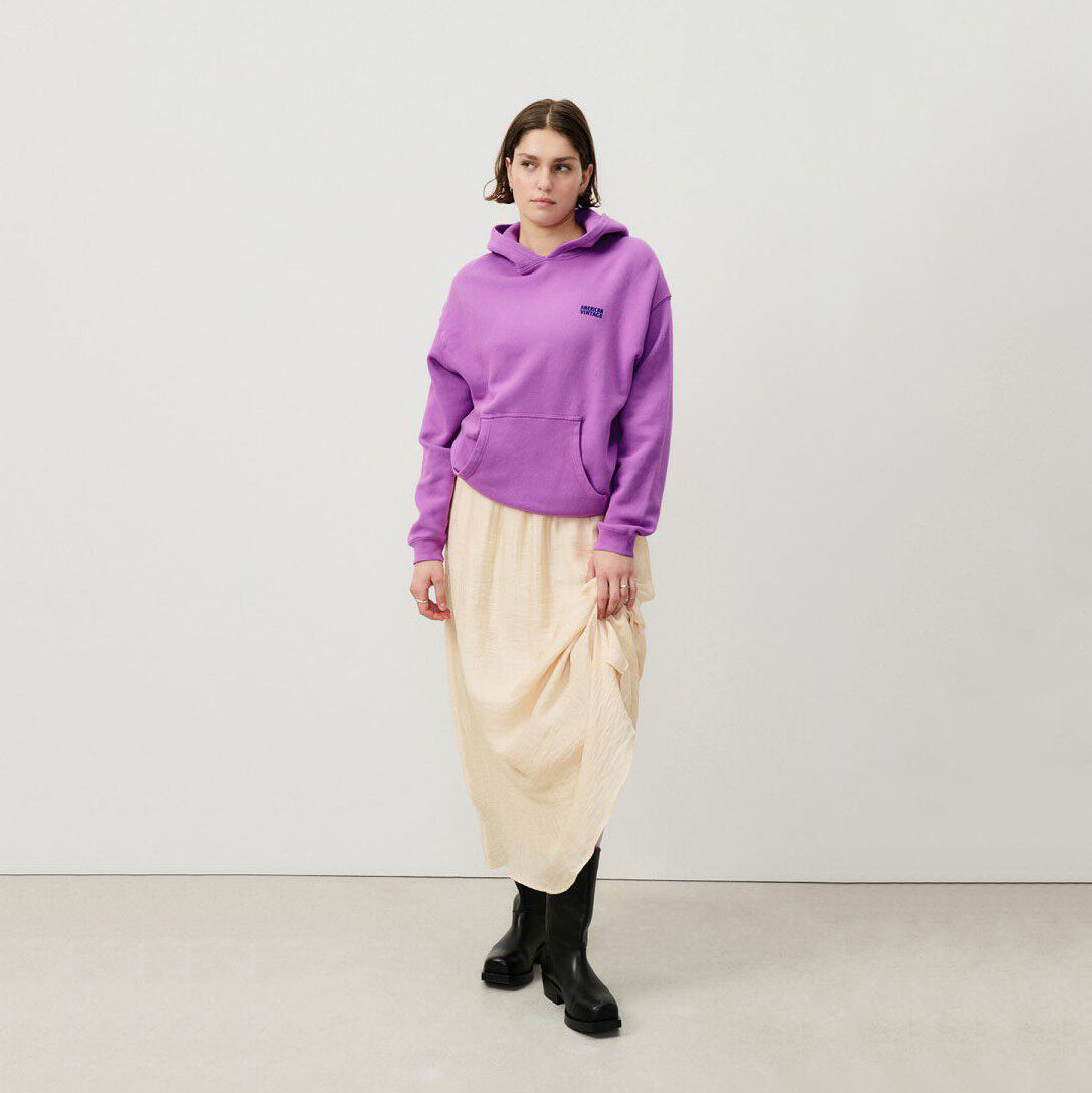 Women Purple Hooded Cotton Sweatshirt
