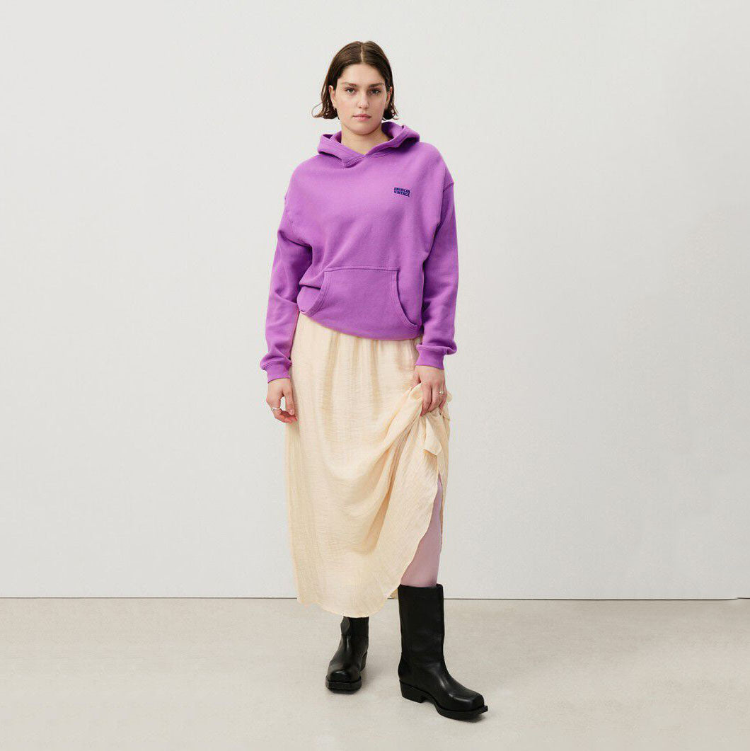Women Purple Hooded Cotton Sweatshirt