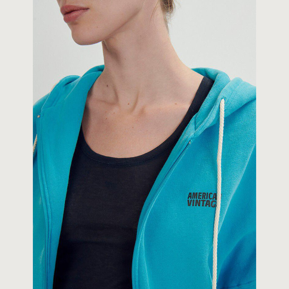 Girls Blue Zip-Up Hooded Top