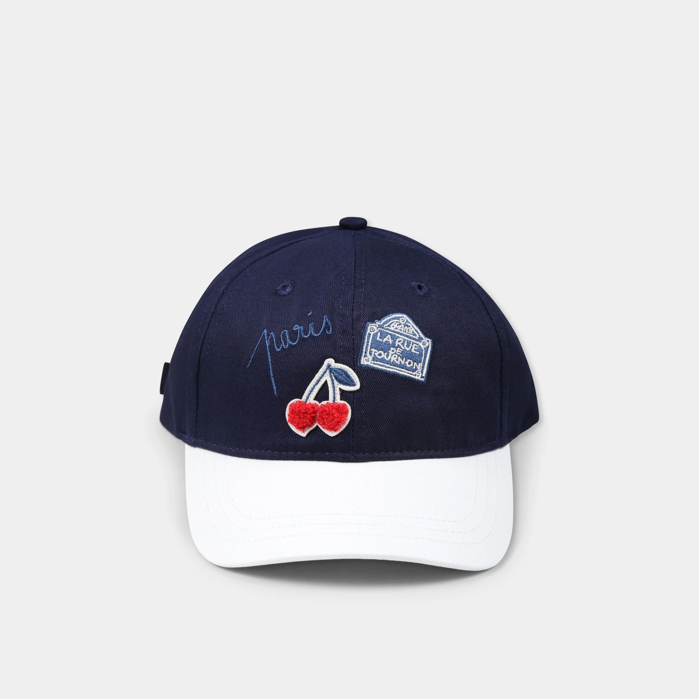 Girls Blue Cherry Cotton Cap