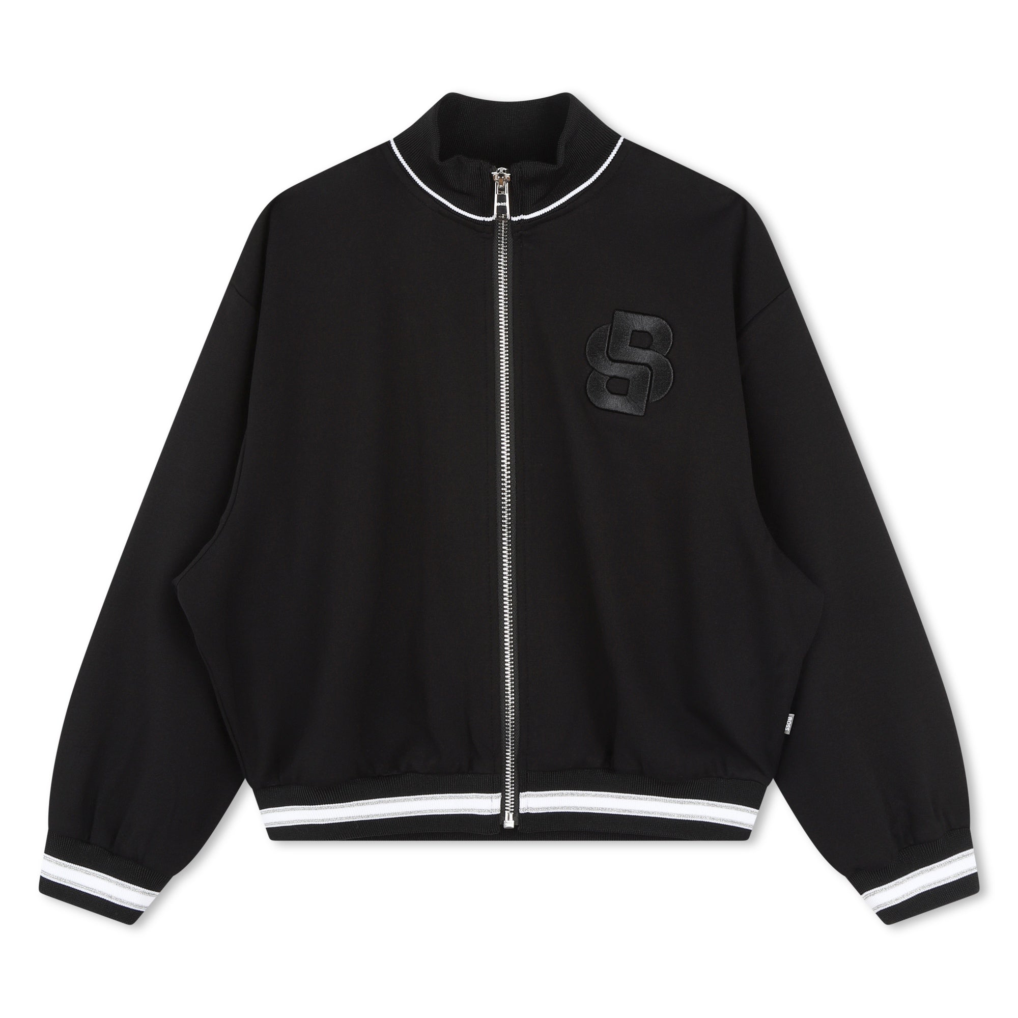 Girls Black Zip-Up Top