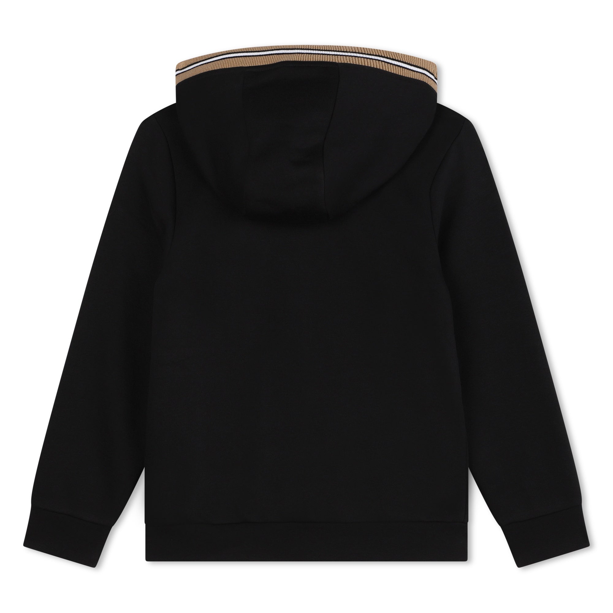 Boys Black Cotton Zip-Up Top