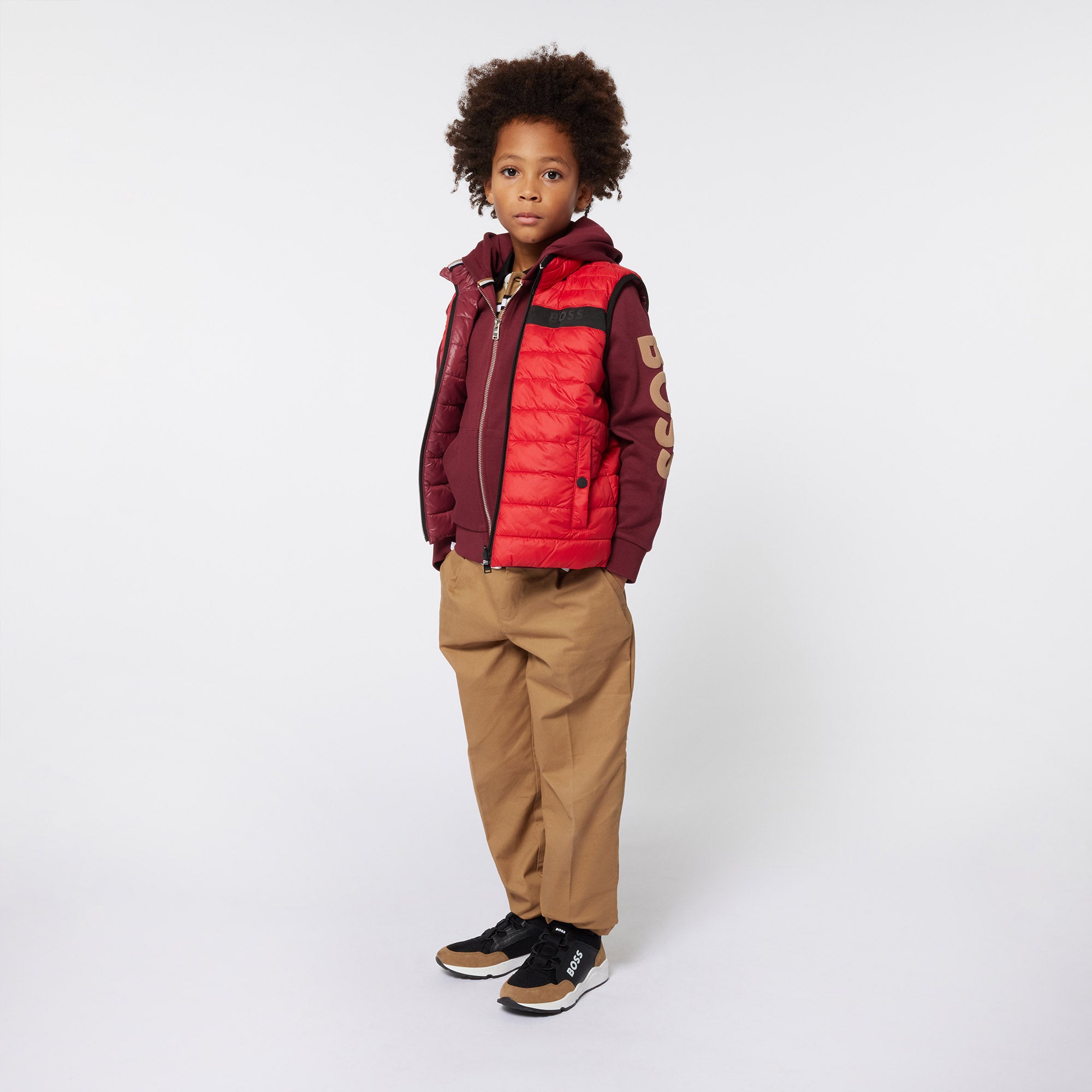 Boys Wine Red Zip-Up Top