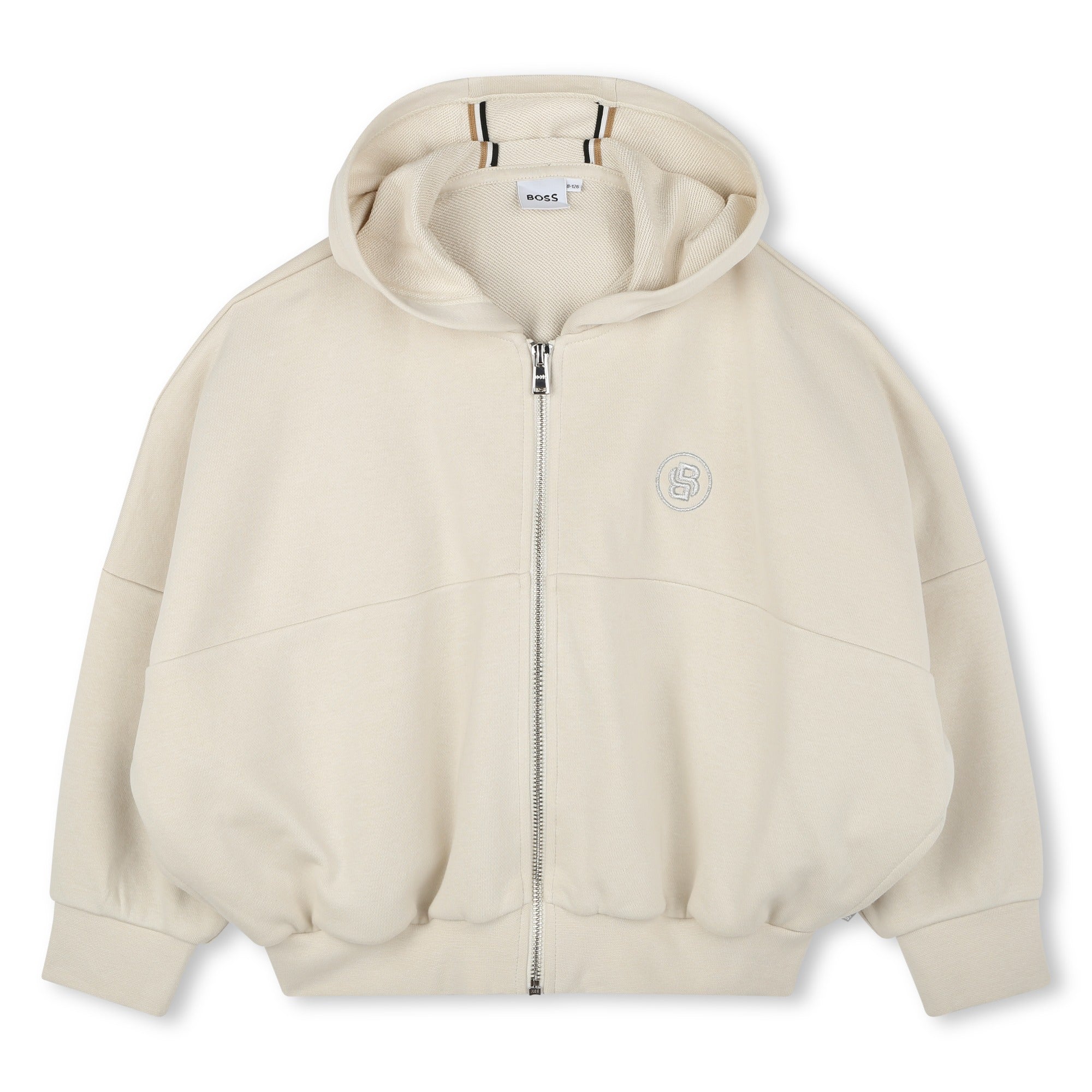 Girls Ivory Cotton Zip-Up Top