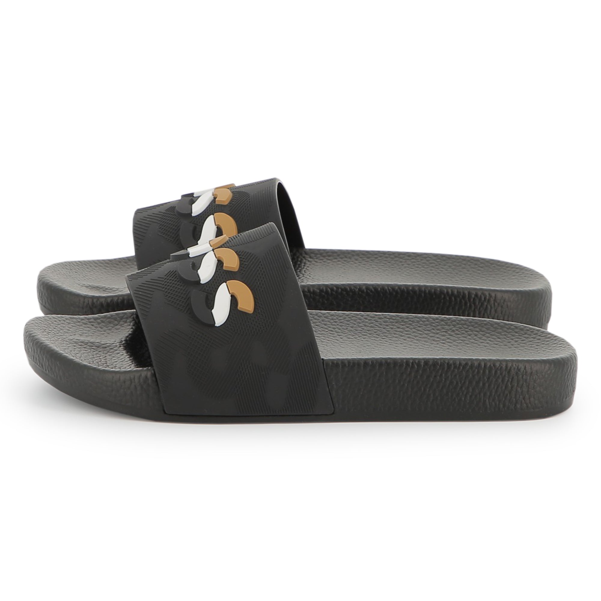 Boys Black Logo Rubber Slippers