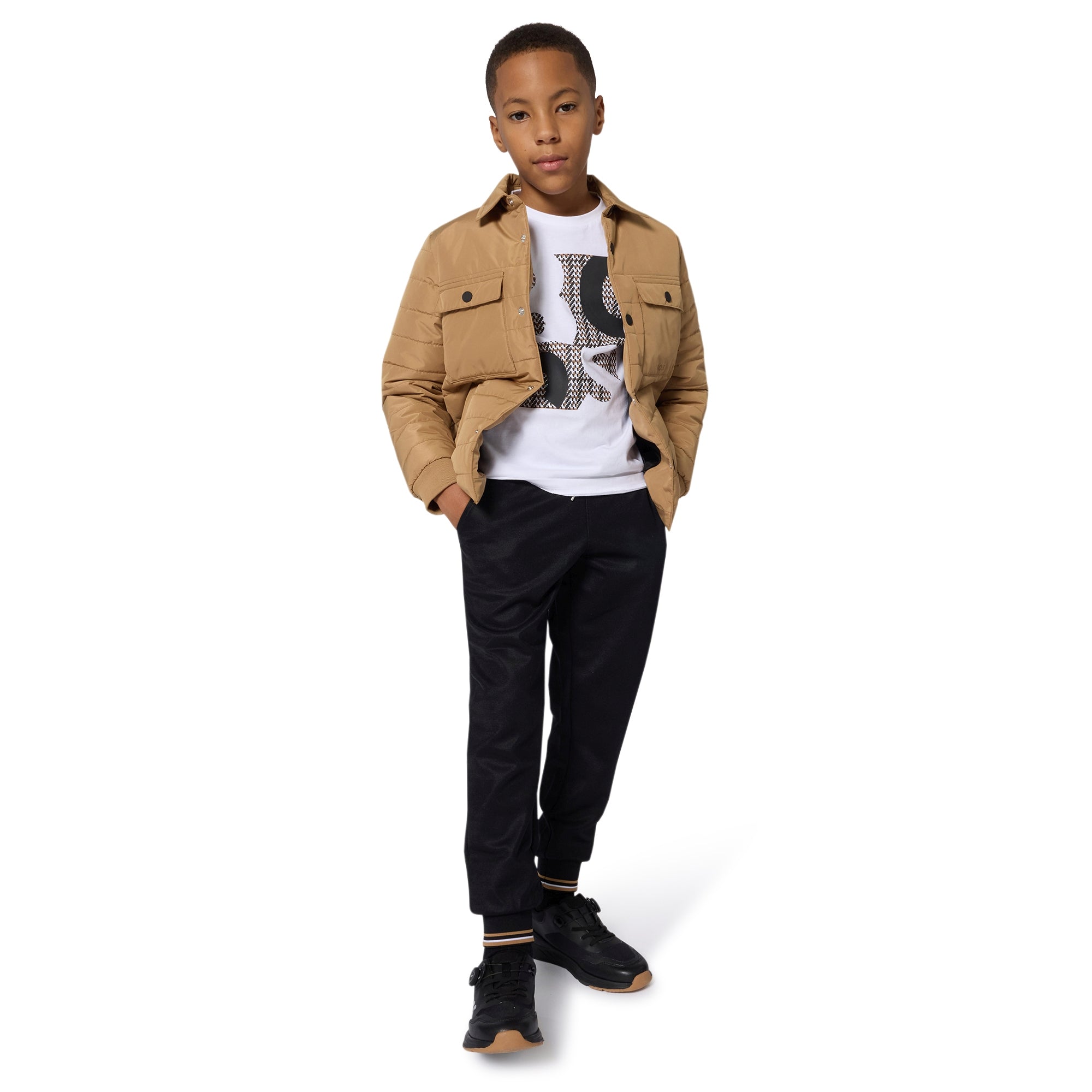Boys White Logo Cotton T-Shirt