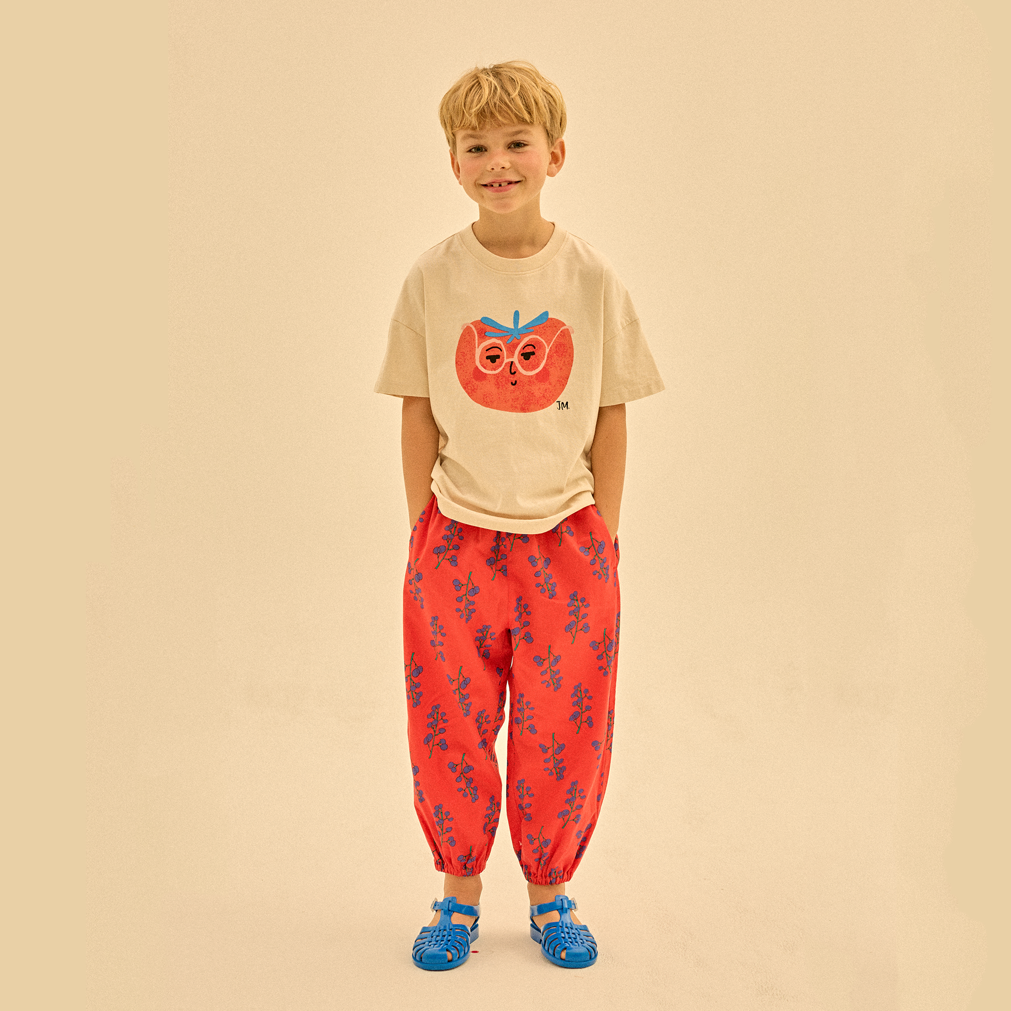 Boys & Girls Ivory Printed Cotton T-Shirt