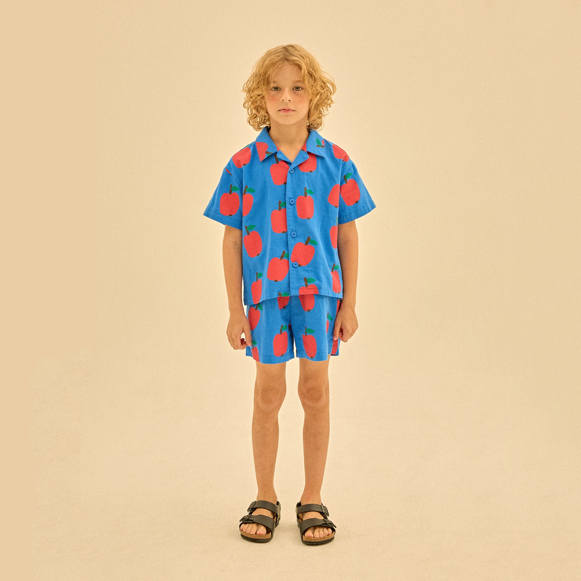 Boys & Girls Blue Printed Cotton Shorts