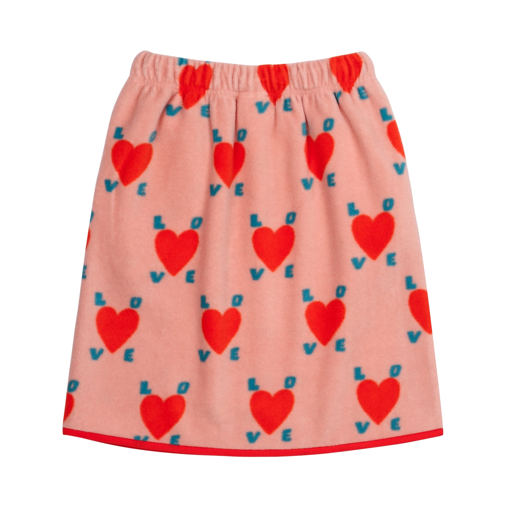 Girls Pink Heart Fleece Skirt