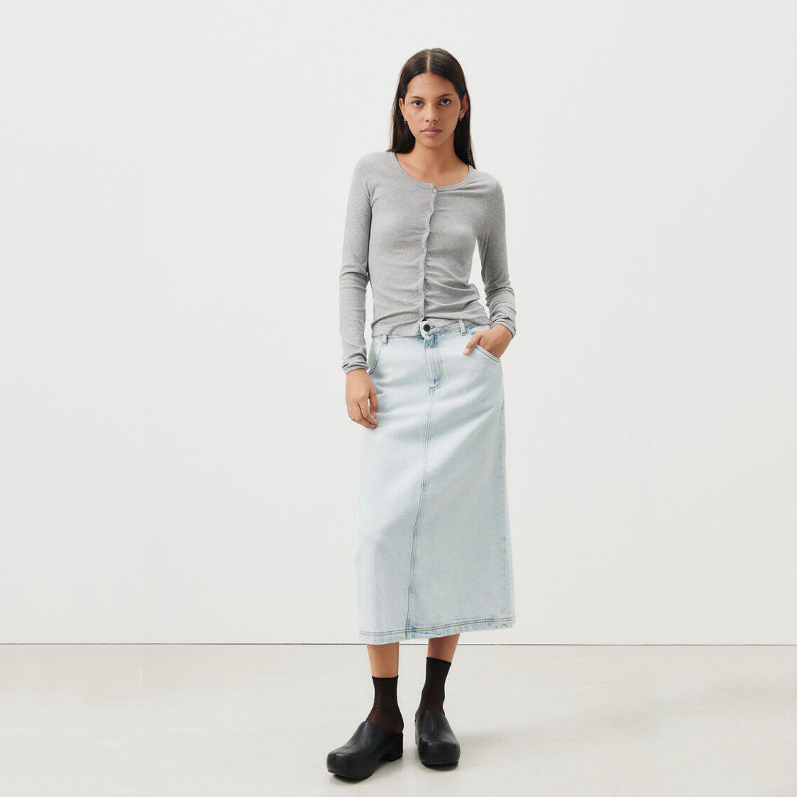 Women Light Blue Demin Skirt