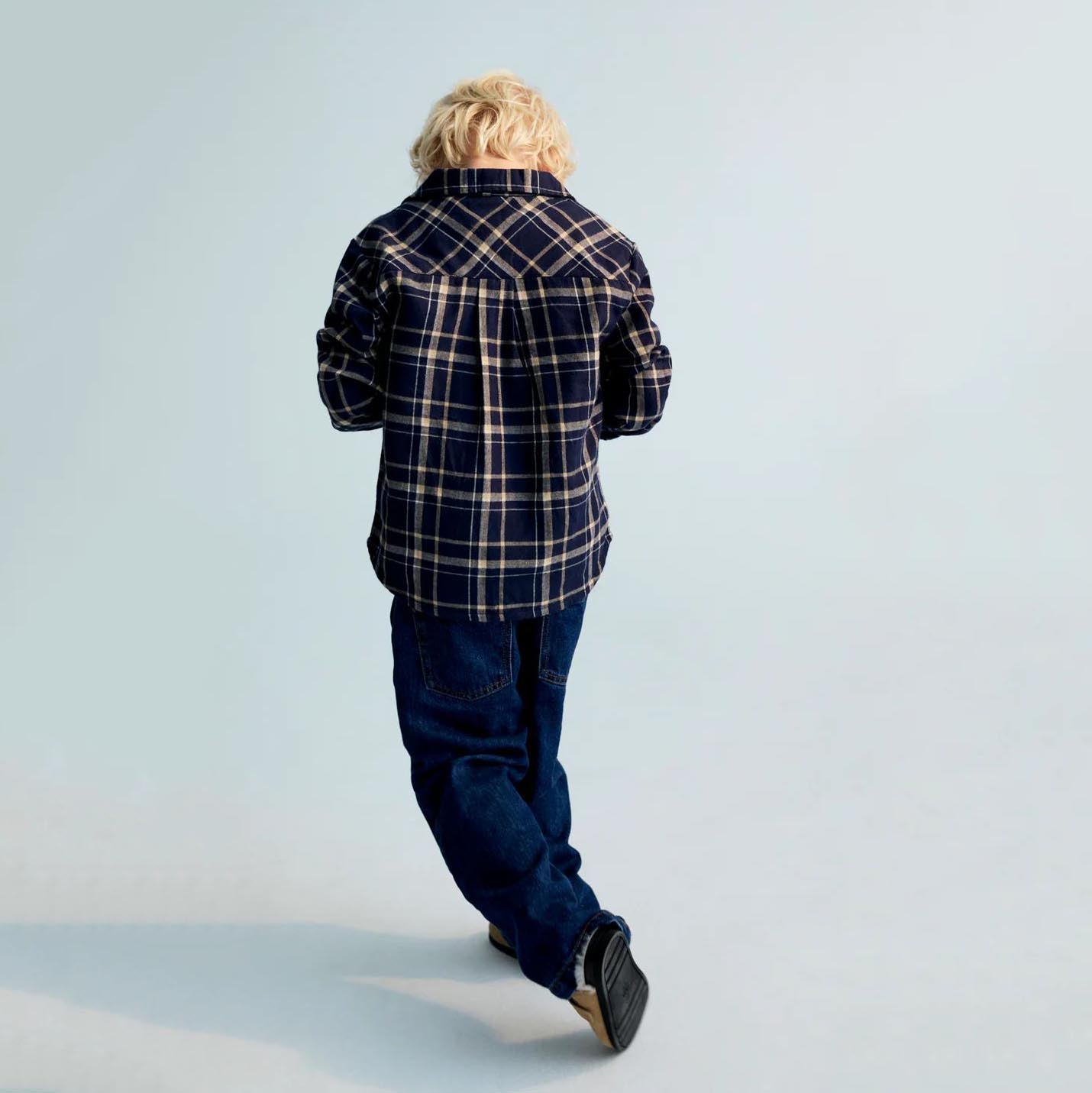 Boys Blue Check Cotton Shirt