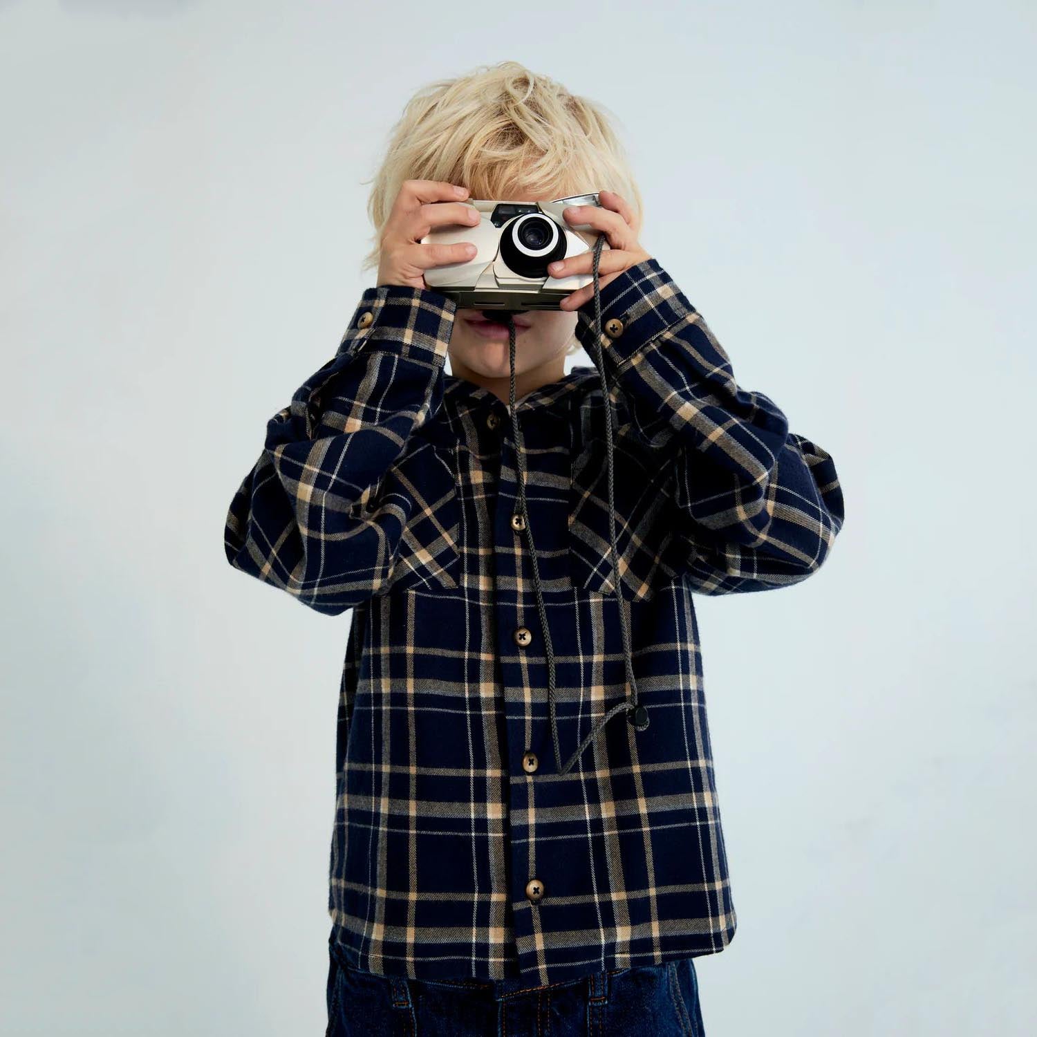 Boys Blue Check Cotton Shirt