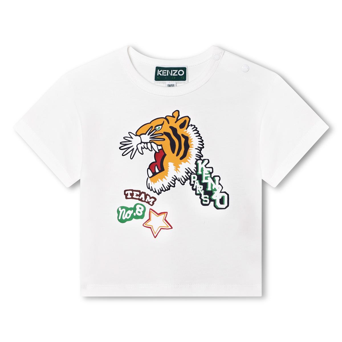 Baby Girls White Printed Cotton T-Shirt