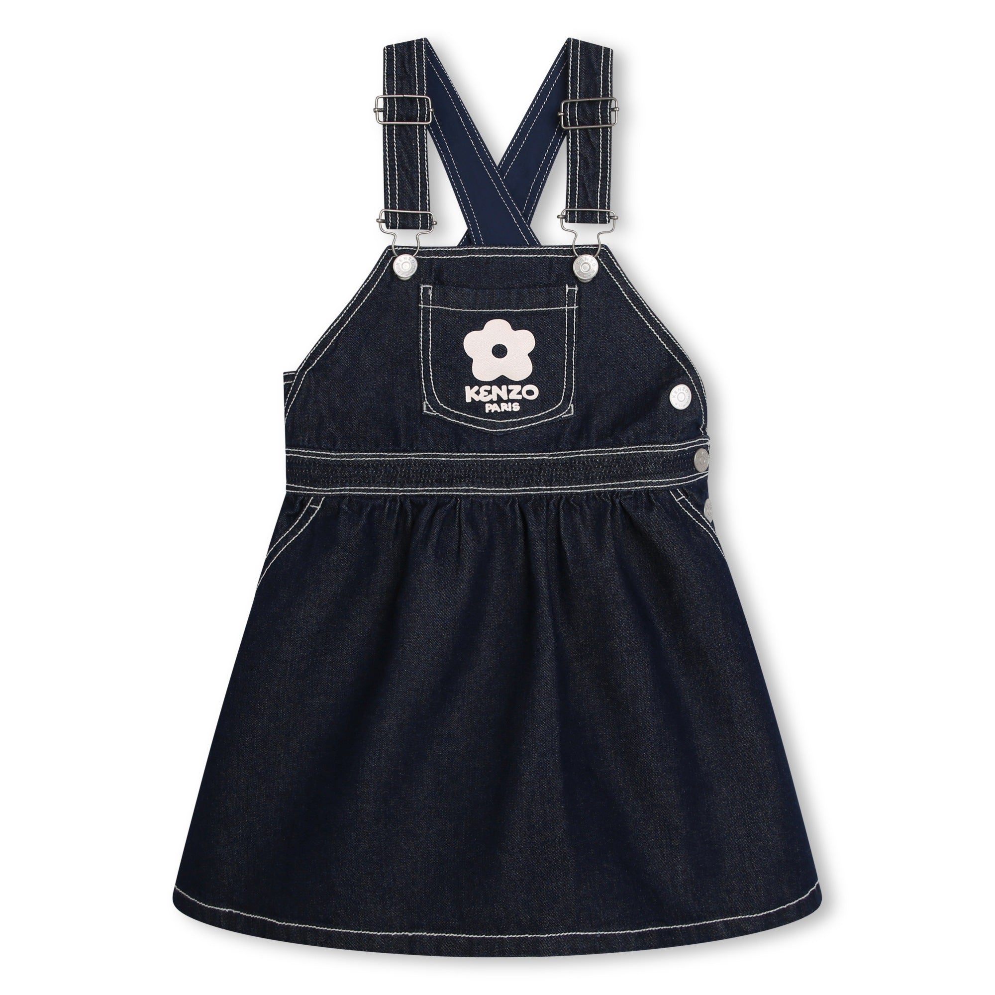 Girls Dark Blue Denim Strap Dress