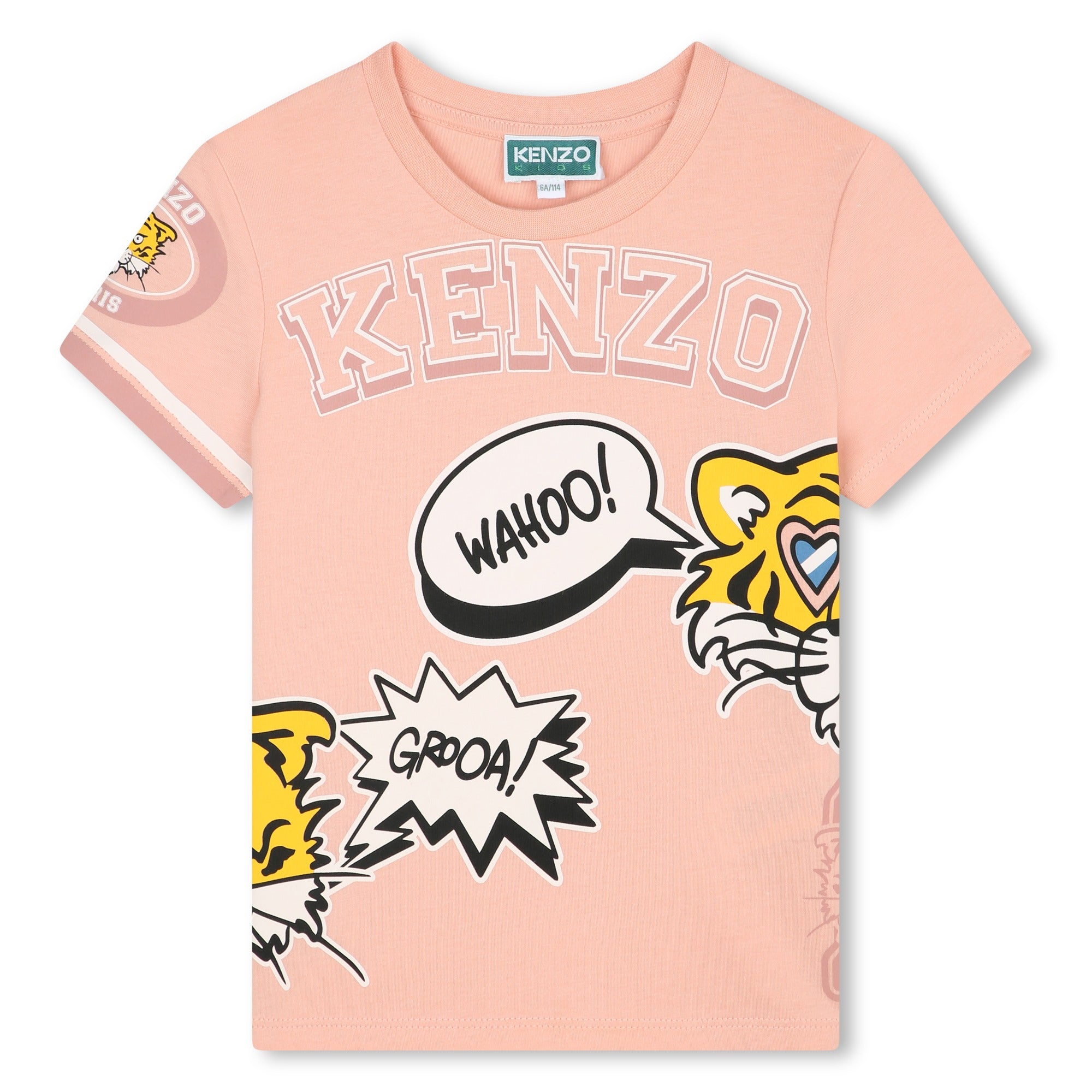 Girls Pink Printed Cotton T-Shirt