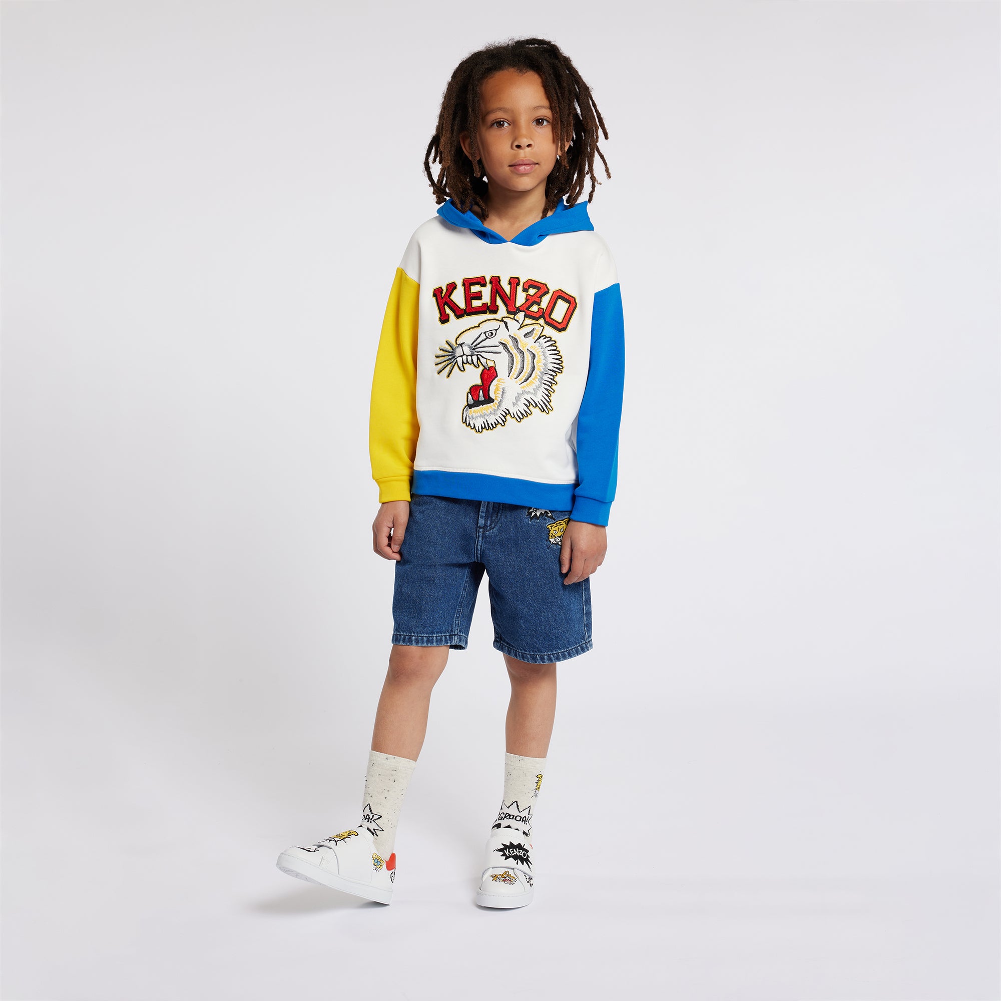 Boys White Tiger Hooded Sweatshirt