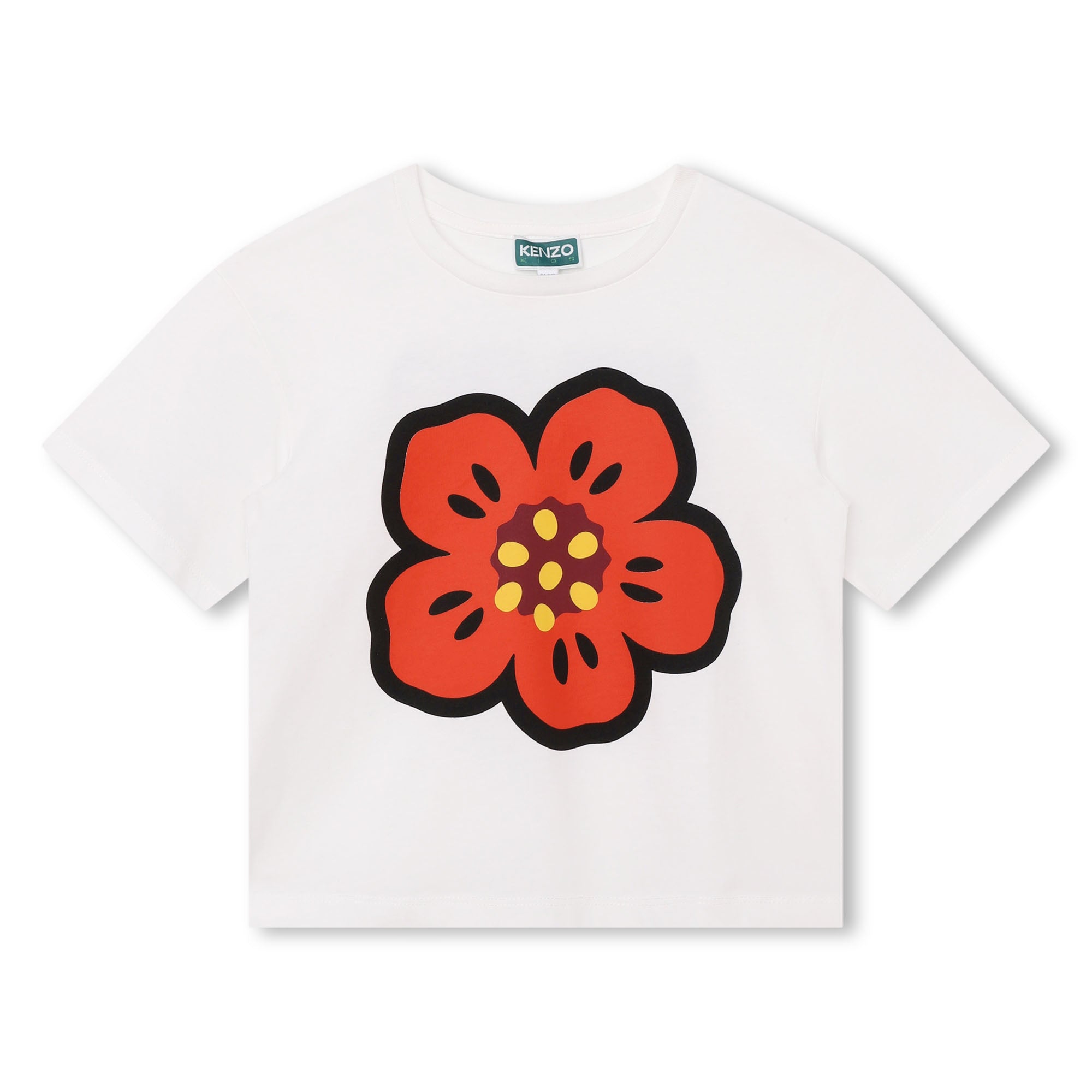 Girls White Printed Cotton T-Shirt