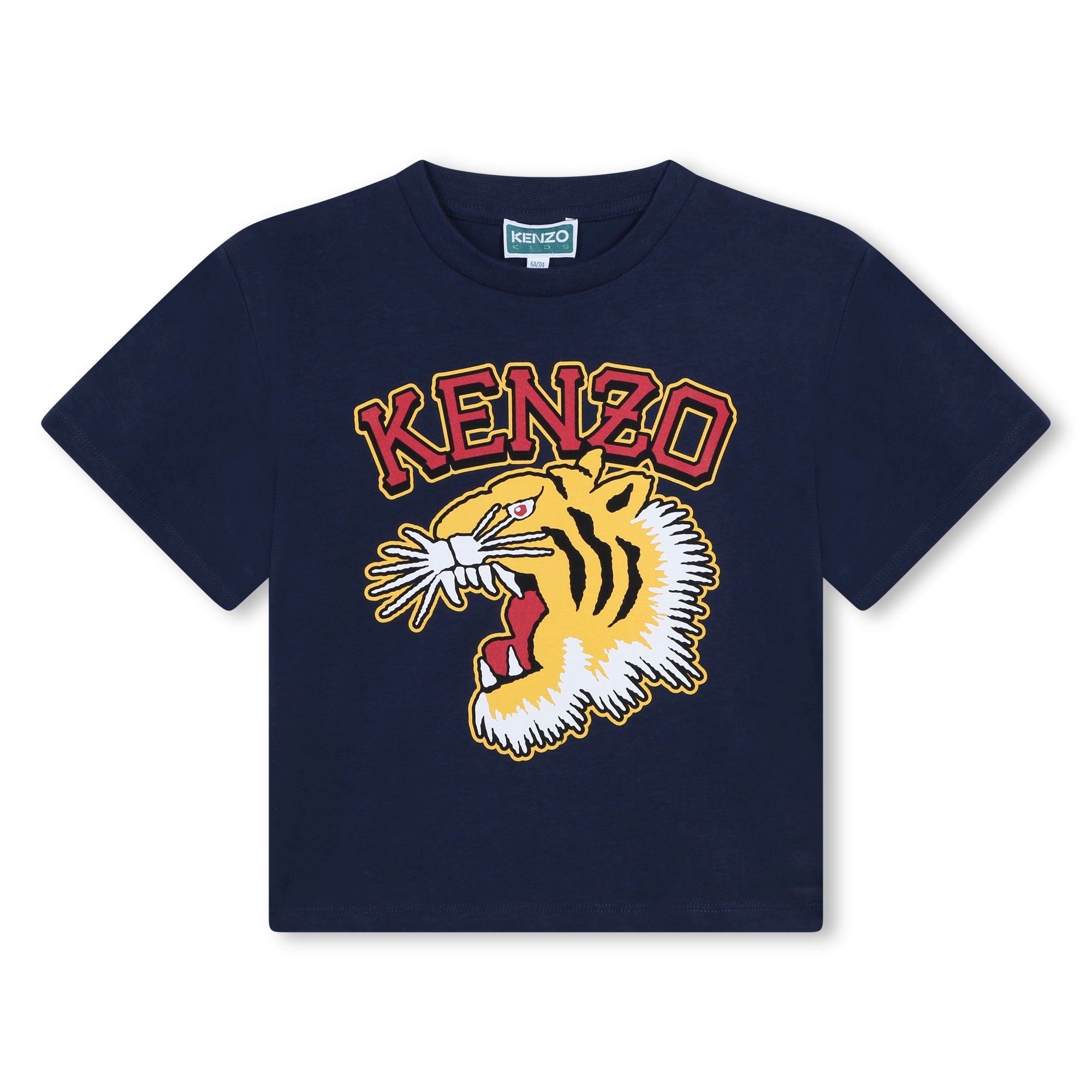 Boys Navy Tiger Cotton T-Shirt