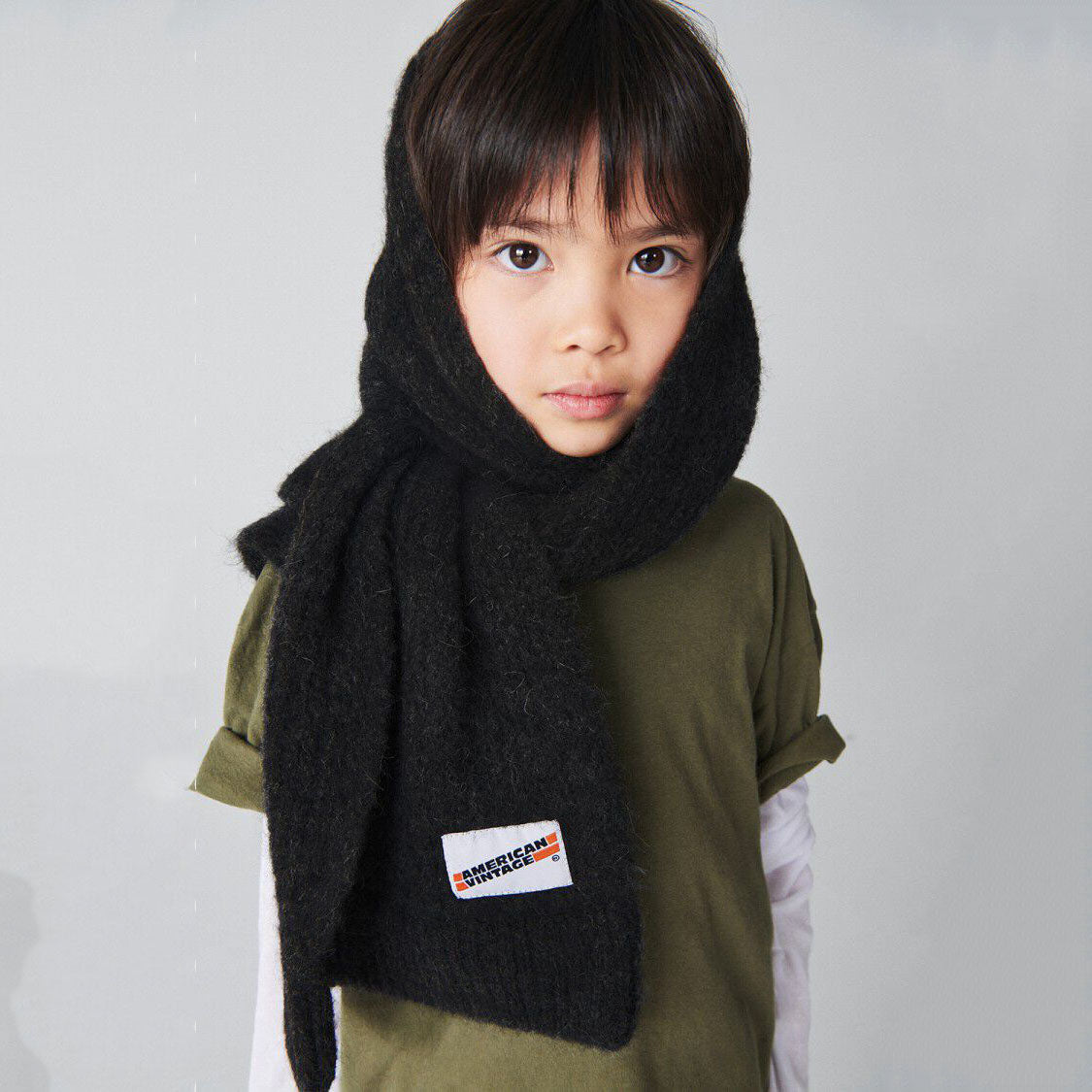 Boys & Girls Black Knit Scarf(142x25cm)