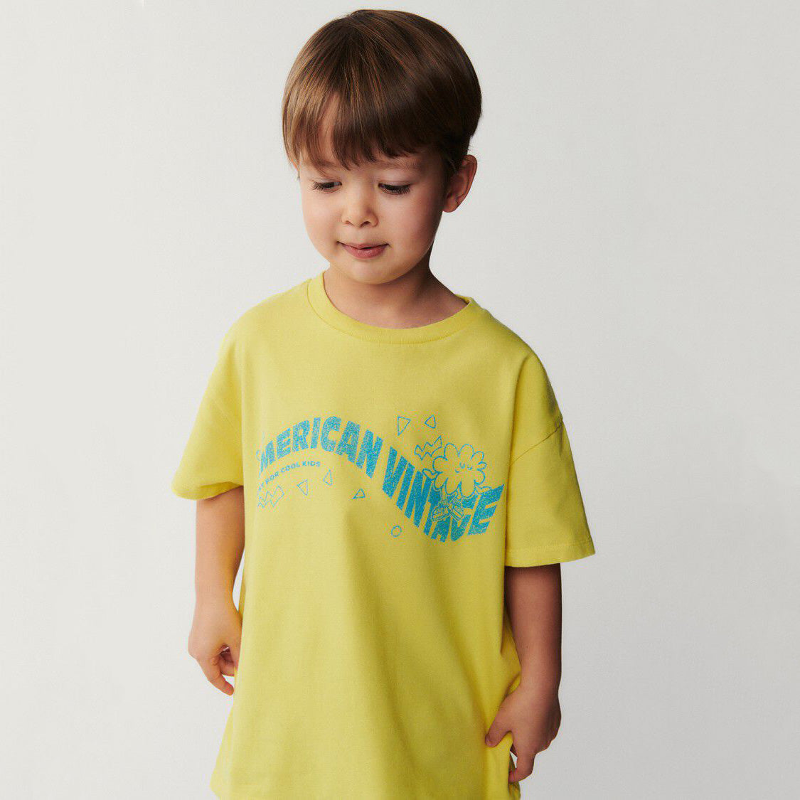 Boys & Girls Yellow Logo Cotton T-Shirt