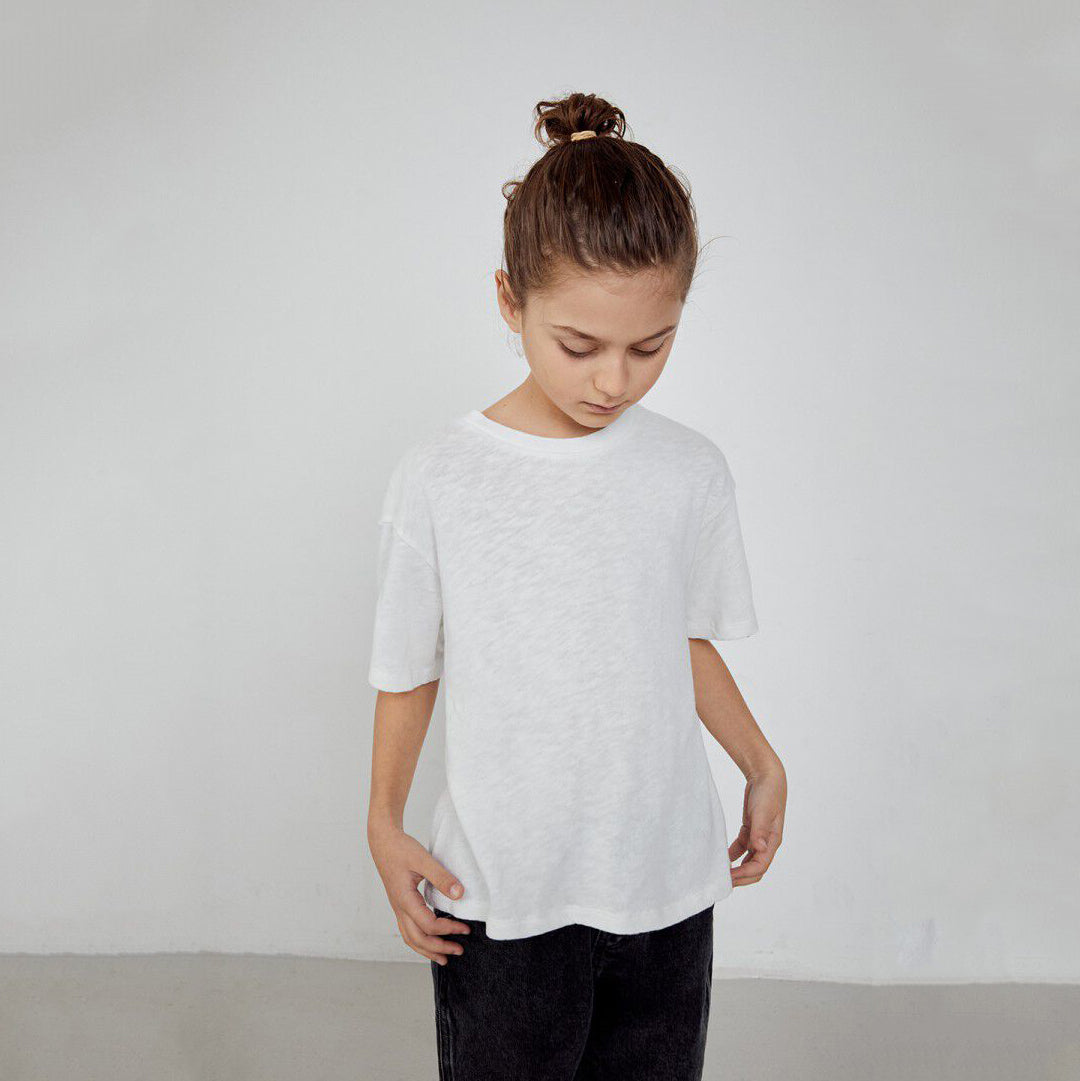 Boys & Girls White Cotton T-Shirt