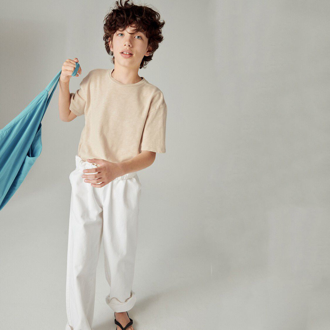 Boys & Girls Beige Cotton T-Shirt