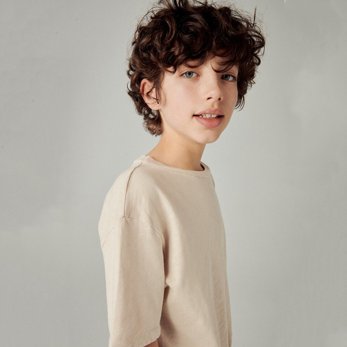 Boys & Girls Beige Cotton T-Shirt
