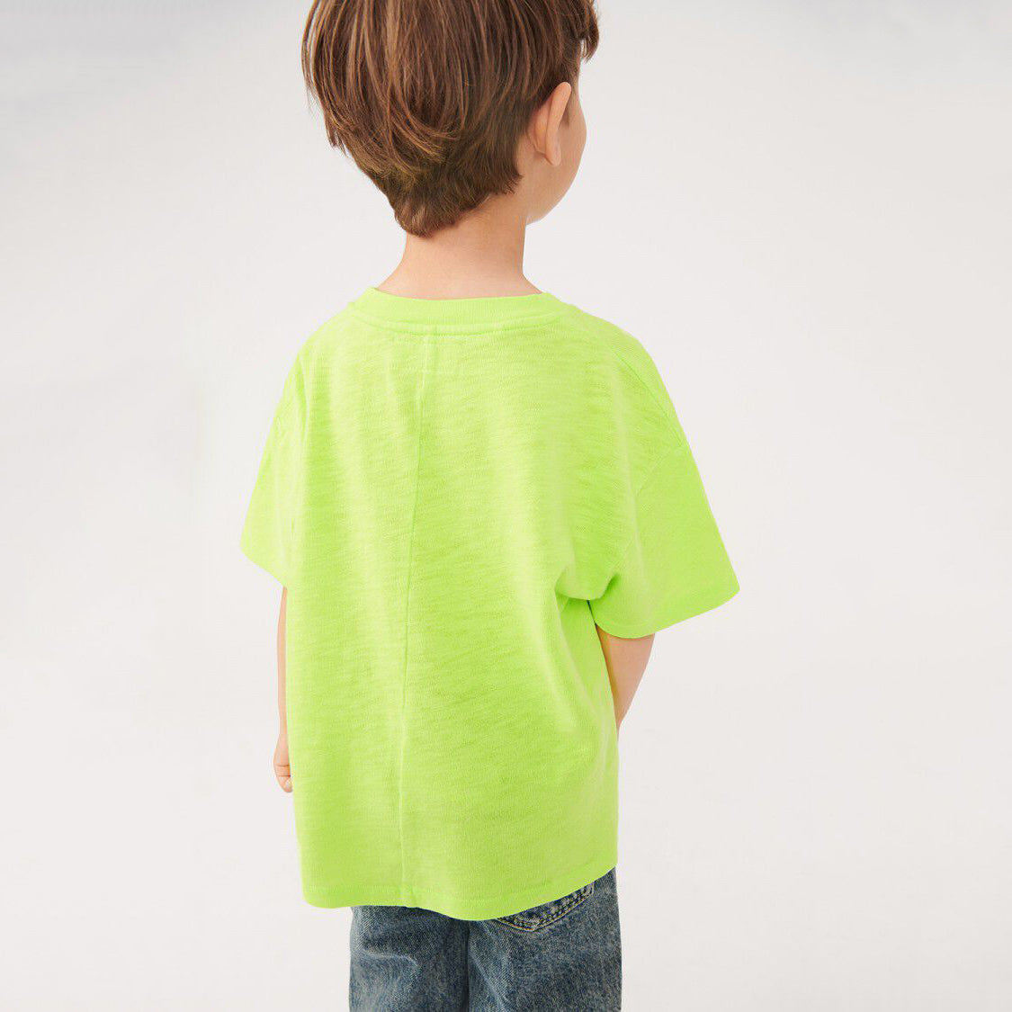 Boys & Girls Fluo Green Cotton T-Shirt