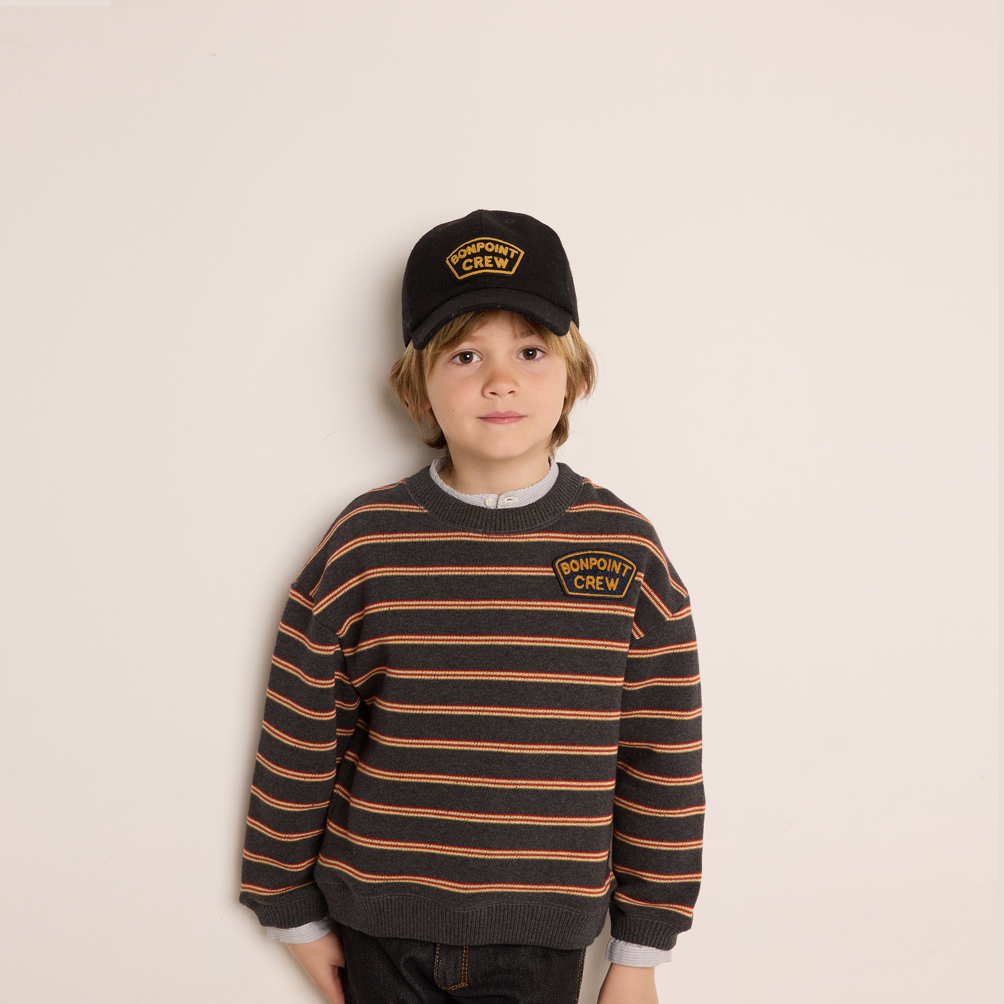 Boys Brown Stripes Cotton Sweater