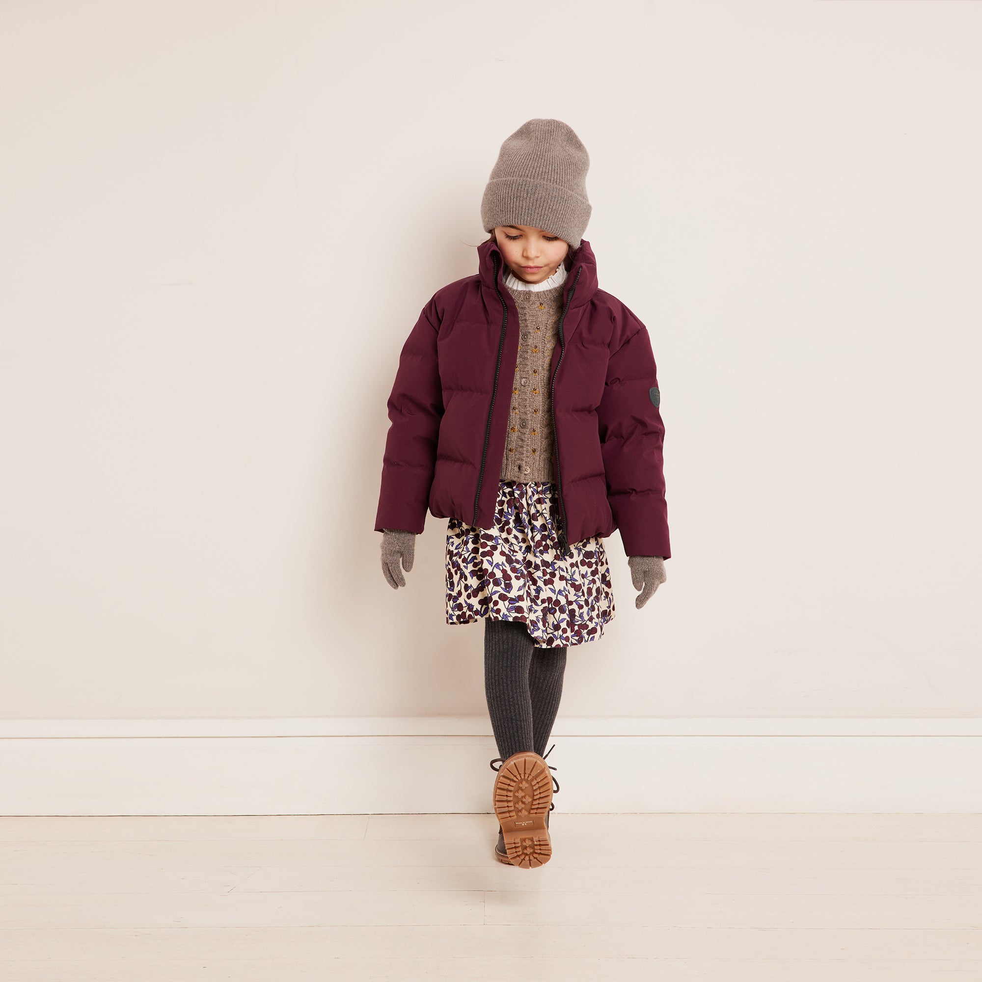 Girls Purple Cherry Corduroy Skirt