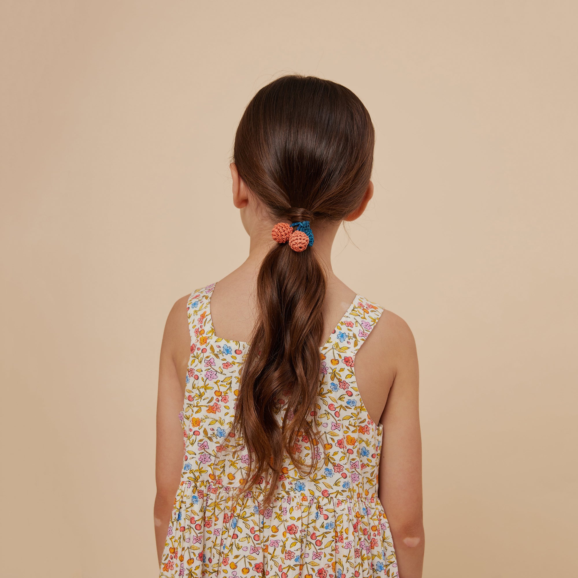 Girls Orange Floral Cotton Dress