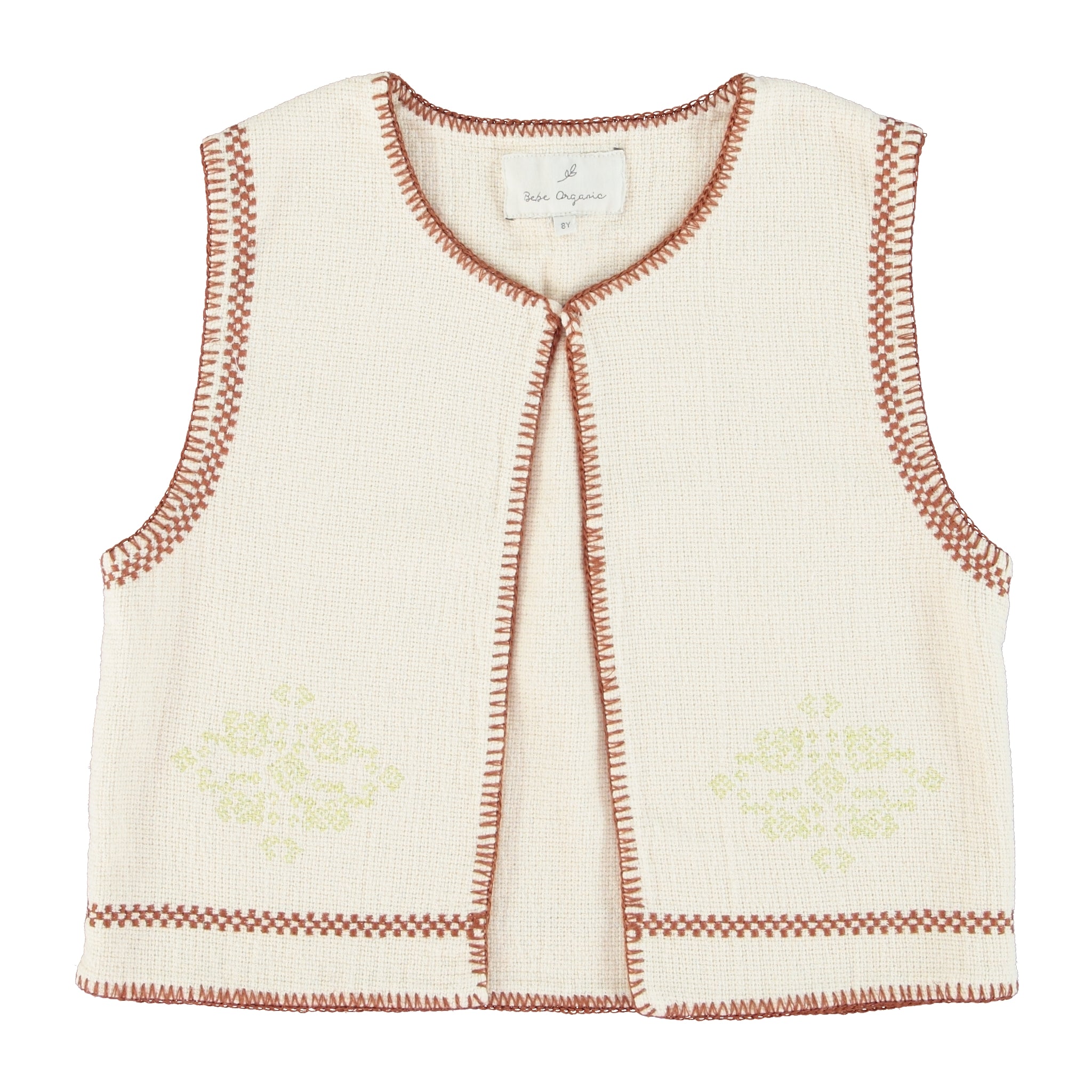 Girls White Cotton Gilet