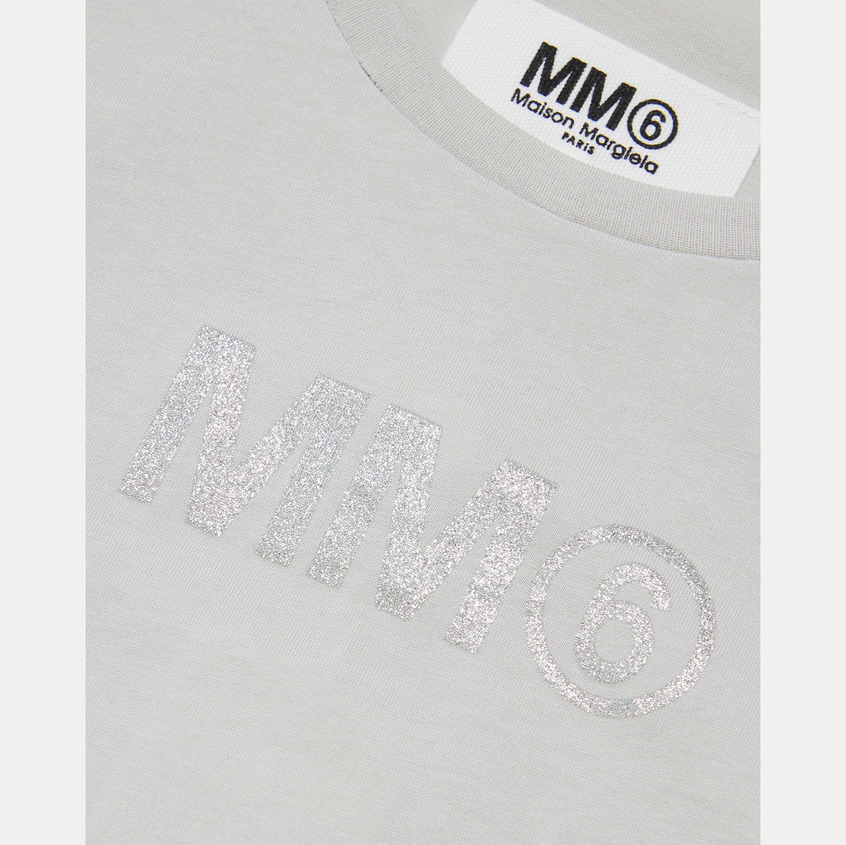 Girls Light Grey Logo Cotton T-Shirt