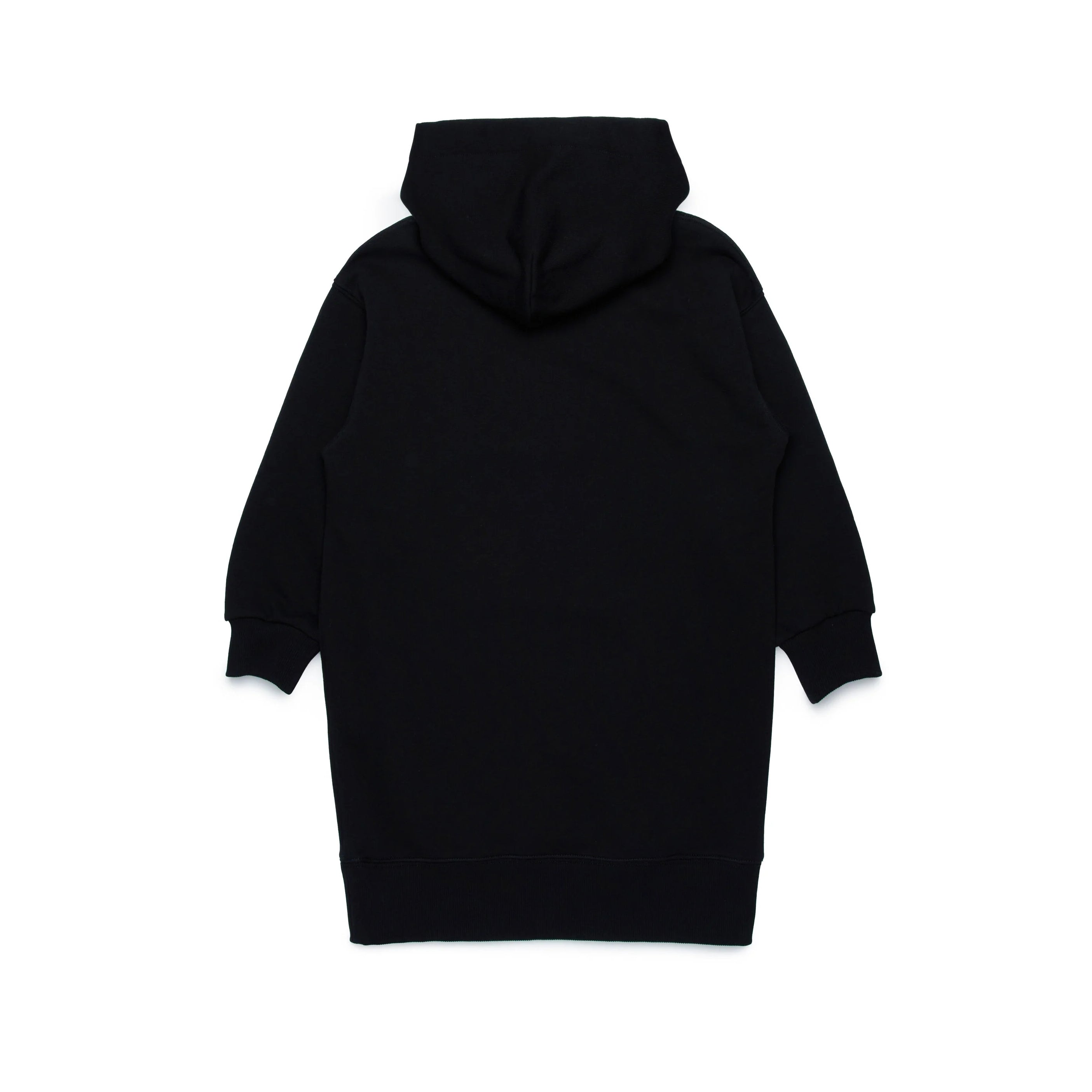 Girls Black Hooded Cotton Dress