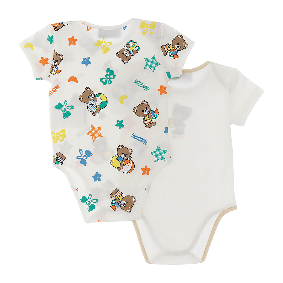 Baby Boys & Girls White Cotton Babysuit Set(2 Pack)