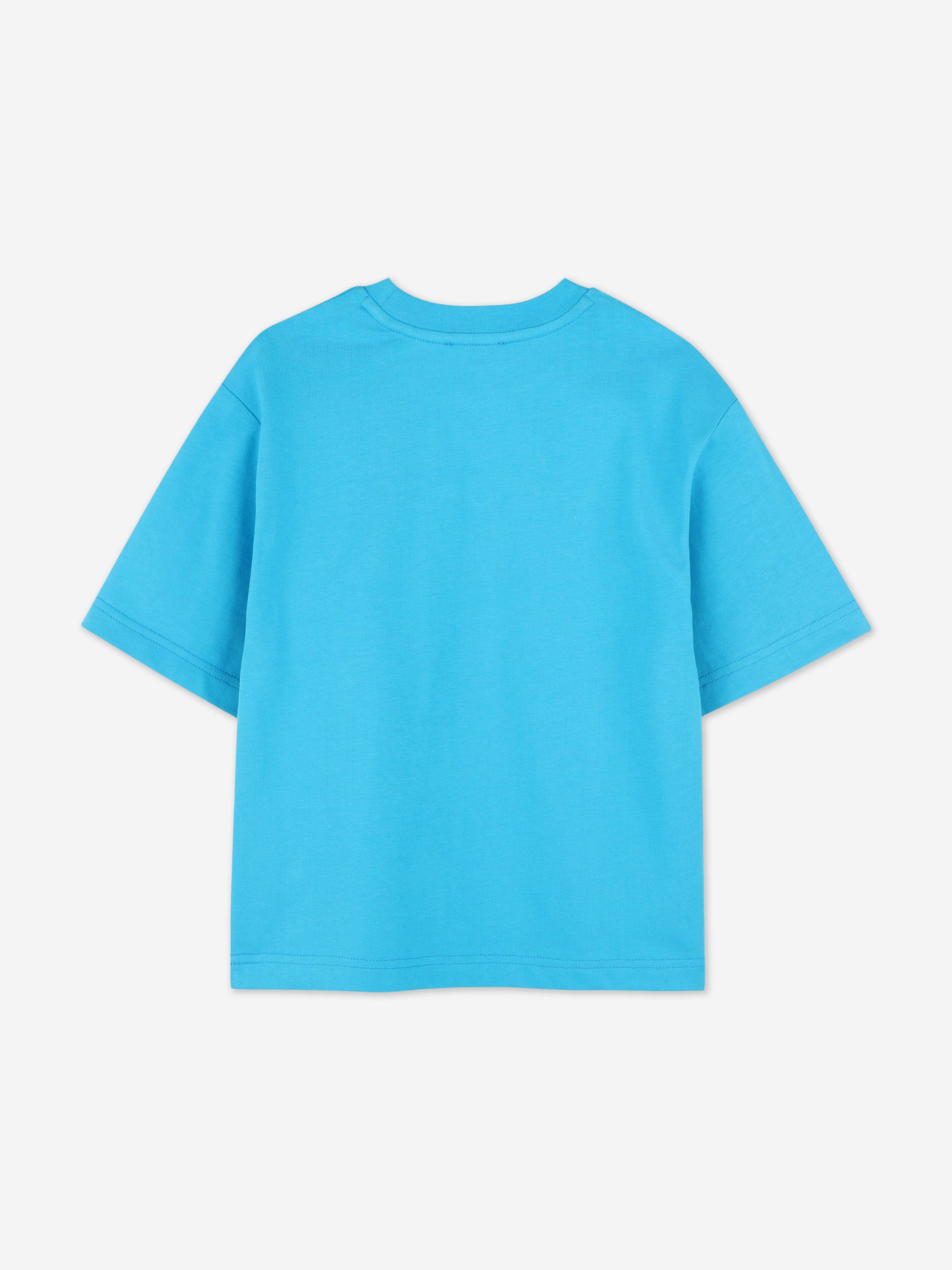 Boys Striped Logo Print T-Shirt in Blue