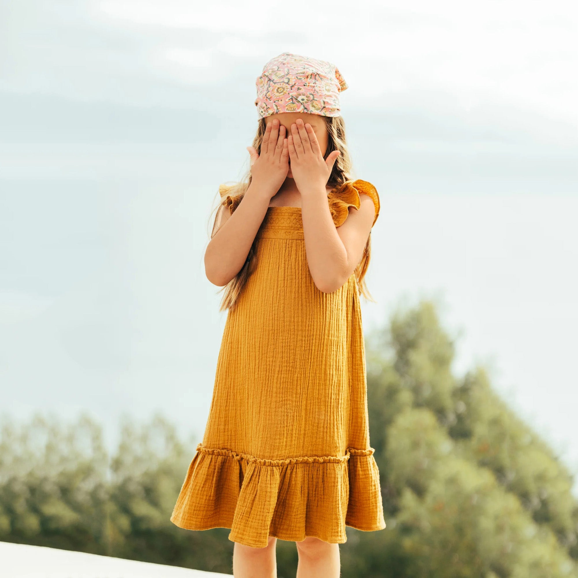 Girls Brown Cotton Dress