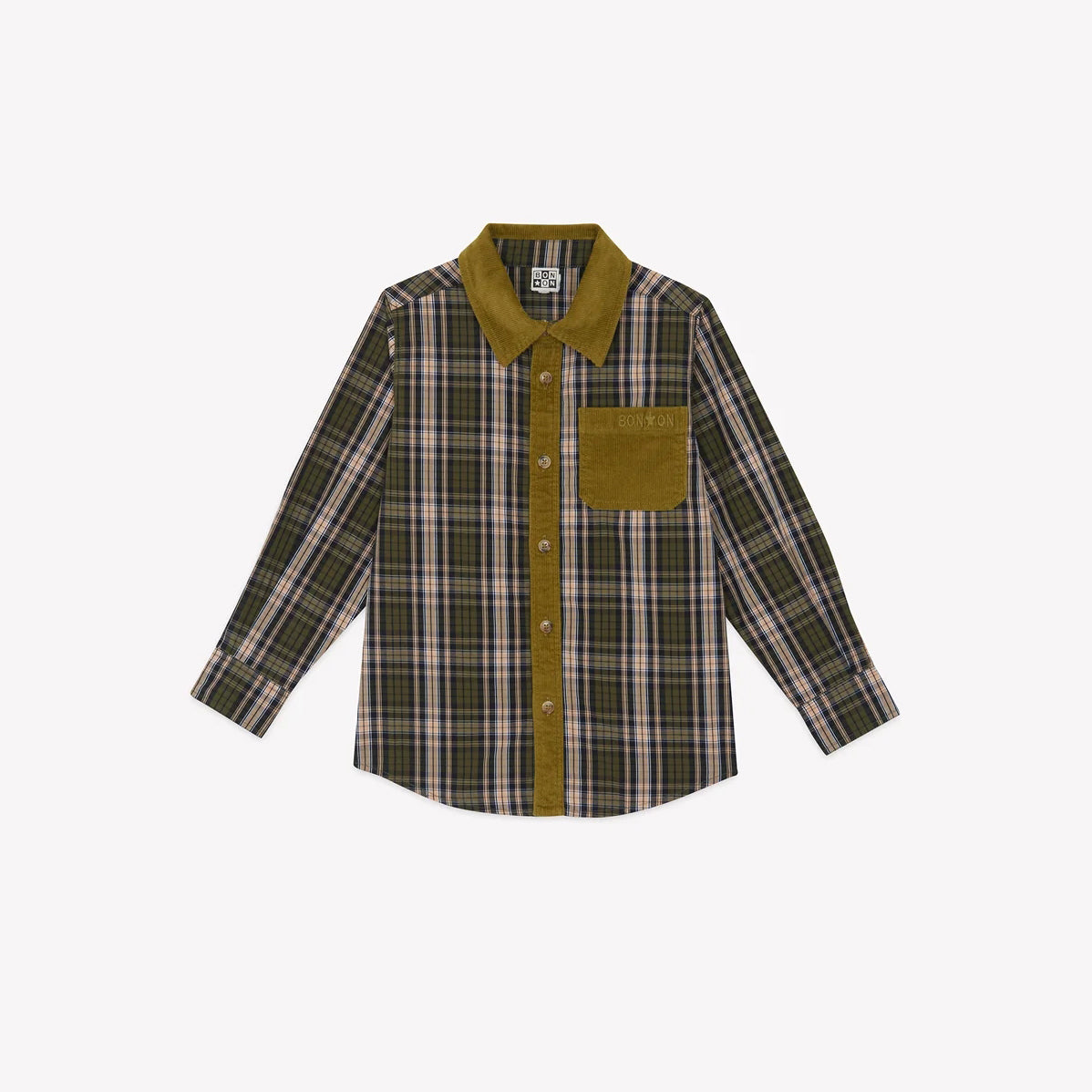 Boys Khaki Check Cotton Shirt