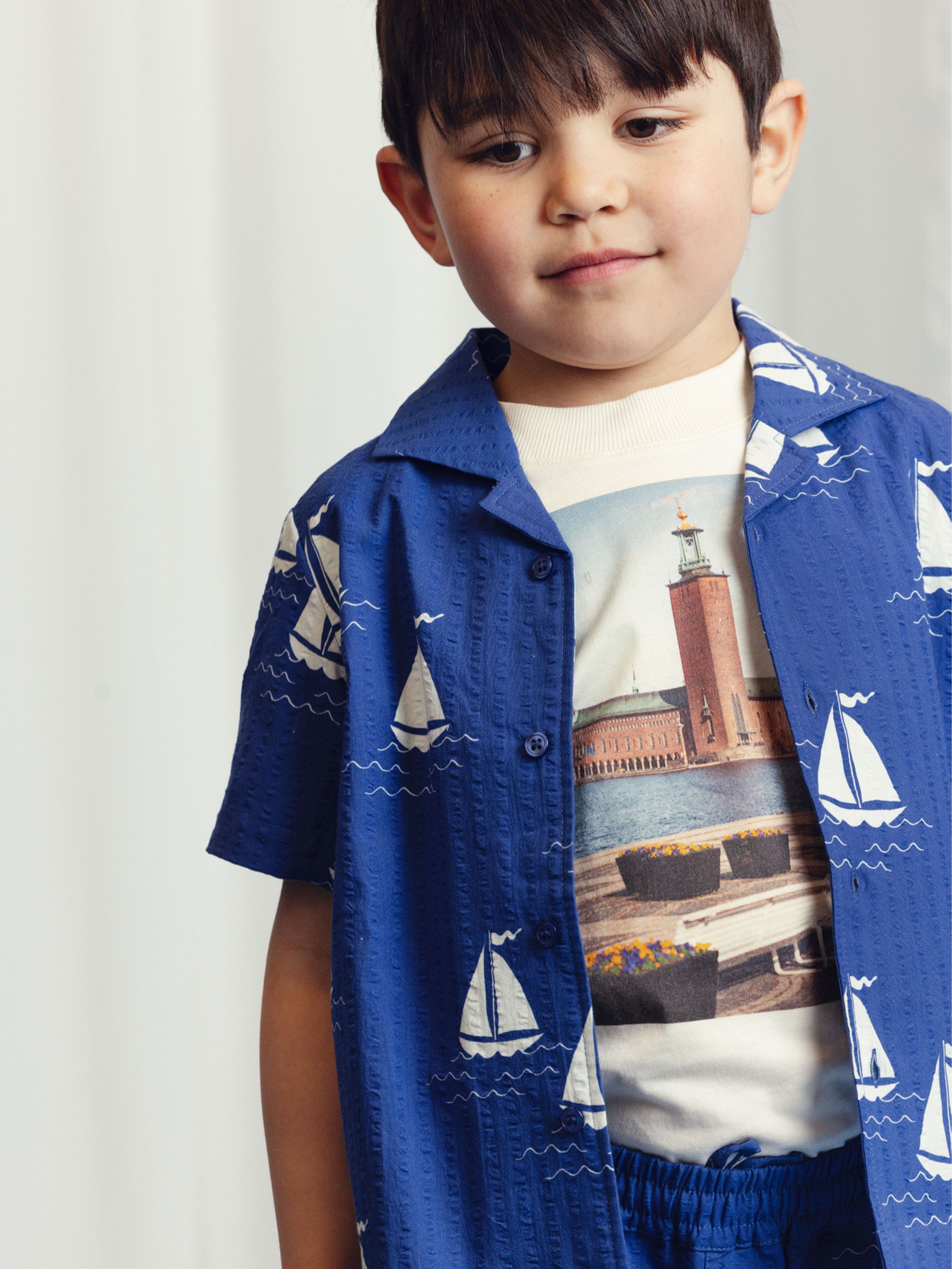 Boys Sailng Boats AOP Shirt in Blue