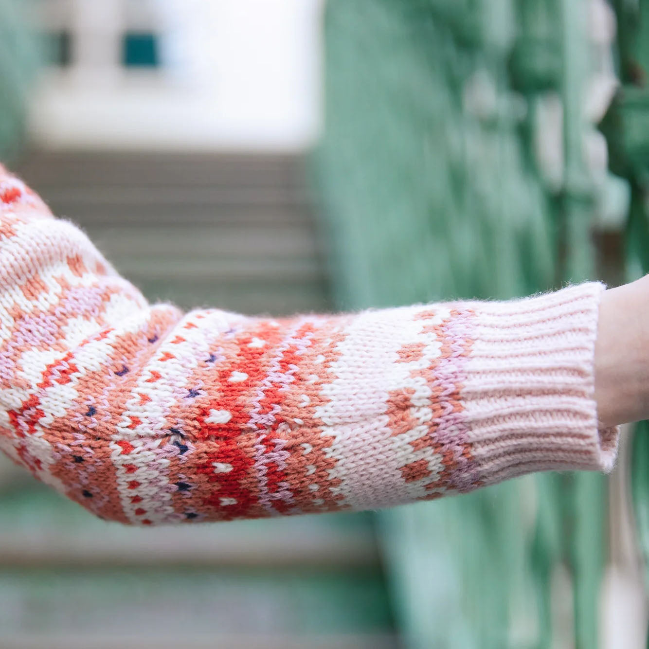 Girls Pink Jacquard Sweater