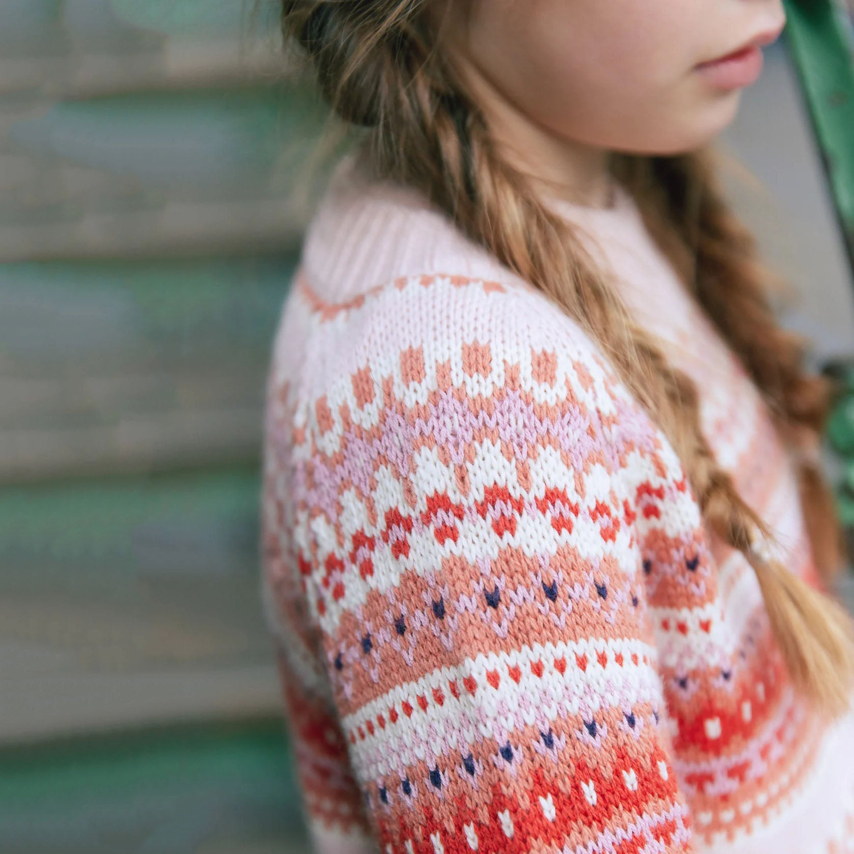 Girls Pink Jacquard Sweater