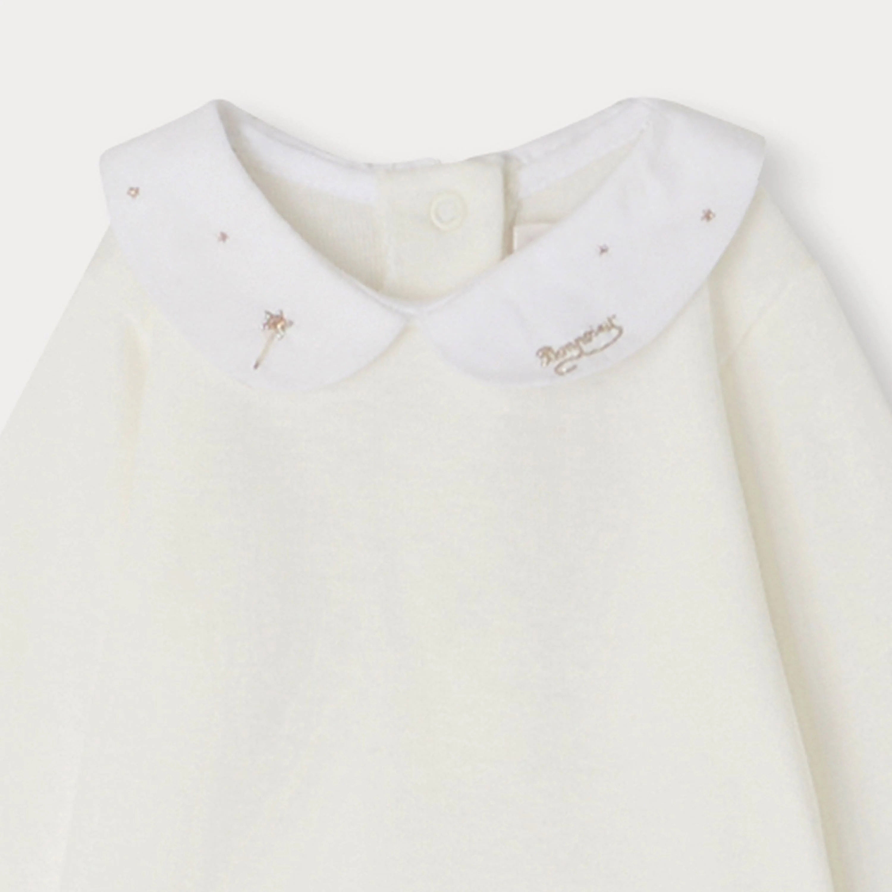Baby Girls White Cotton Babysuit