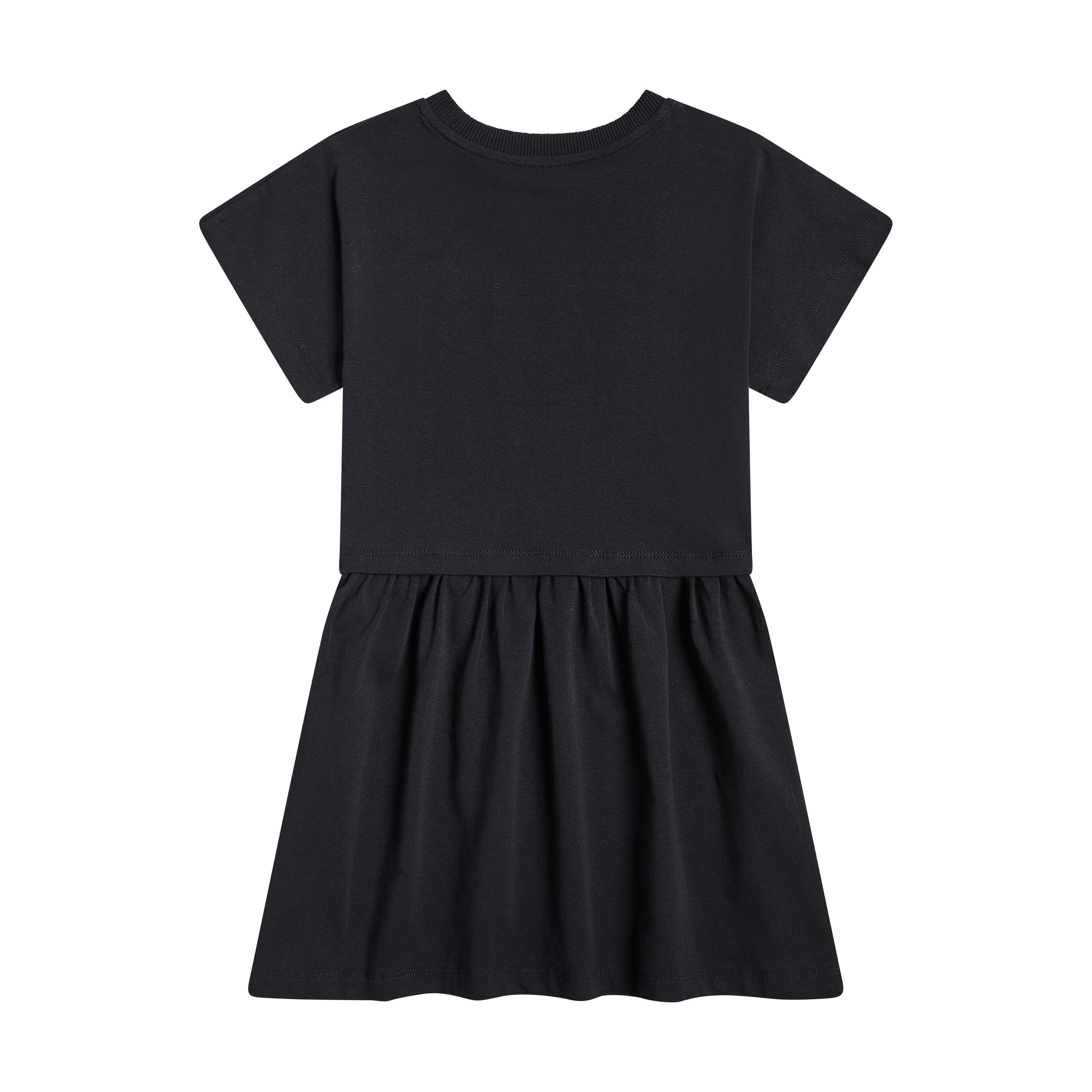 Girls Black Teddy Bear Cotton Dress