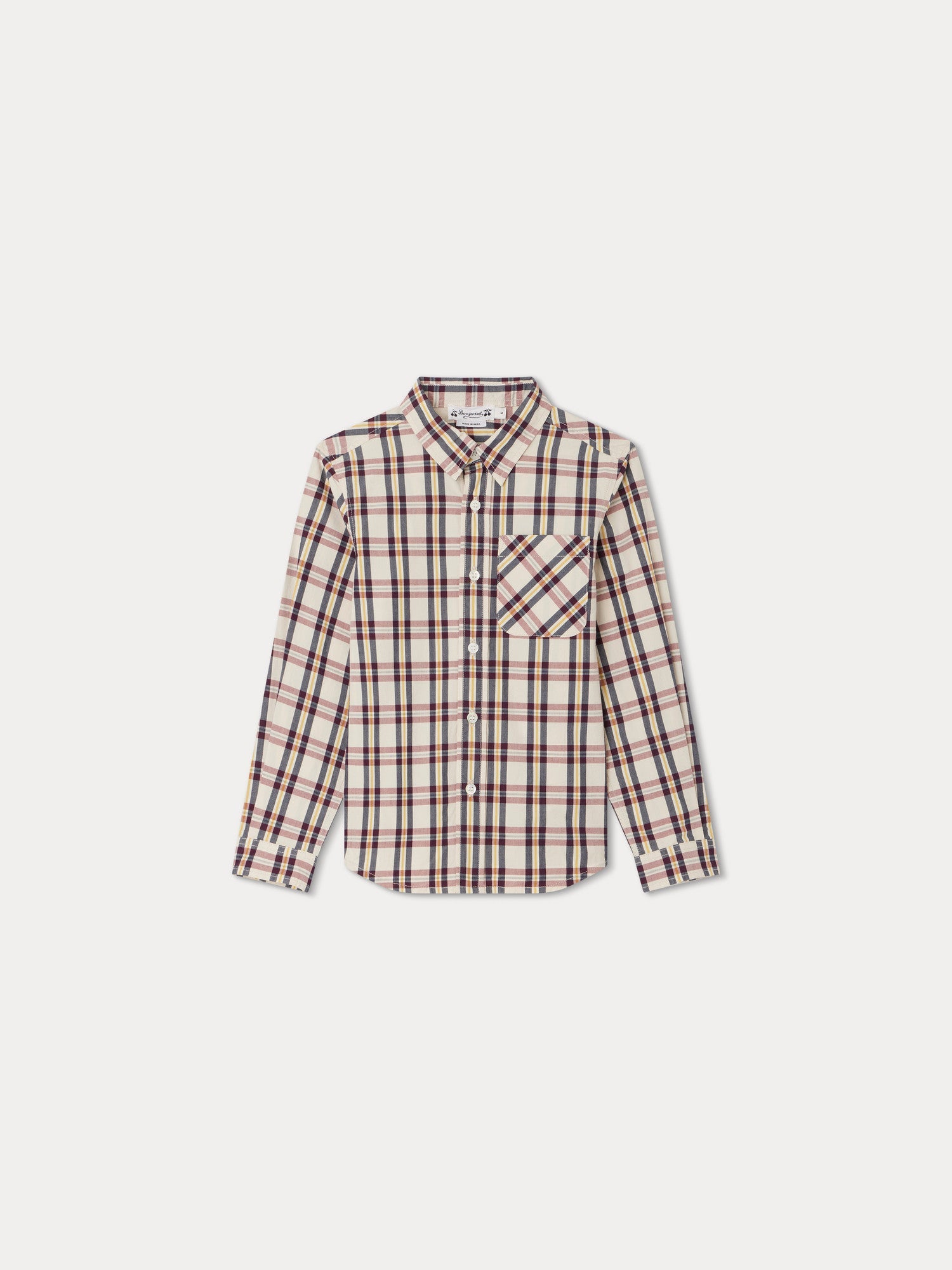 Boys Beige Check Cotton Shirt